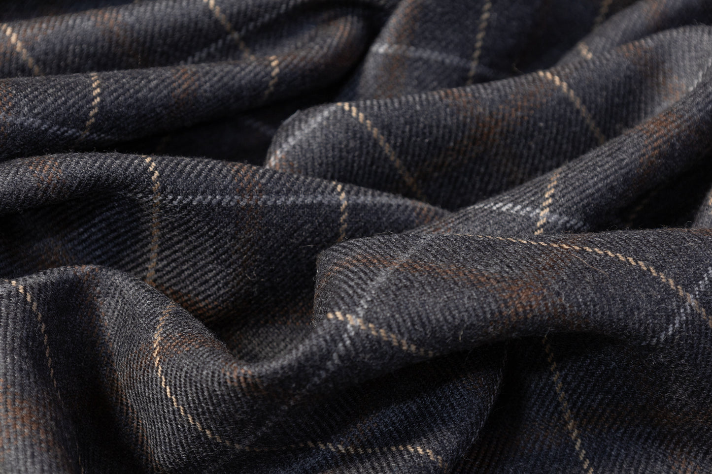 Checked Italian Wool Suiting - Gray / Brown