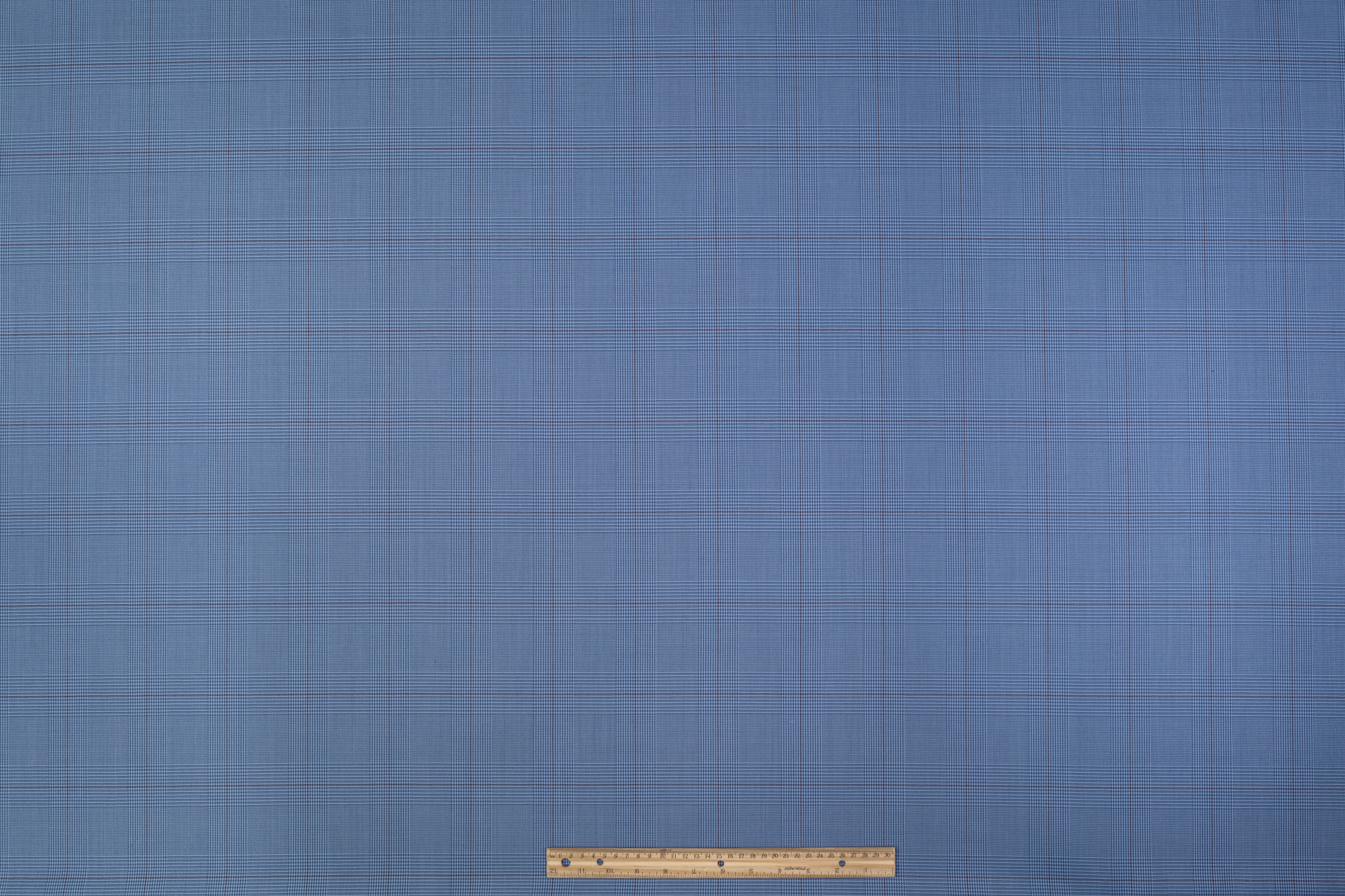 Glen Check Italian Cashmere Wool Suiting - Blue