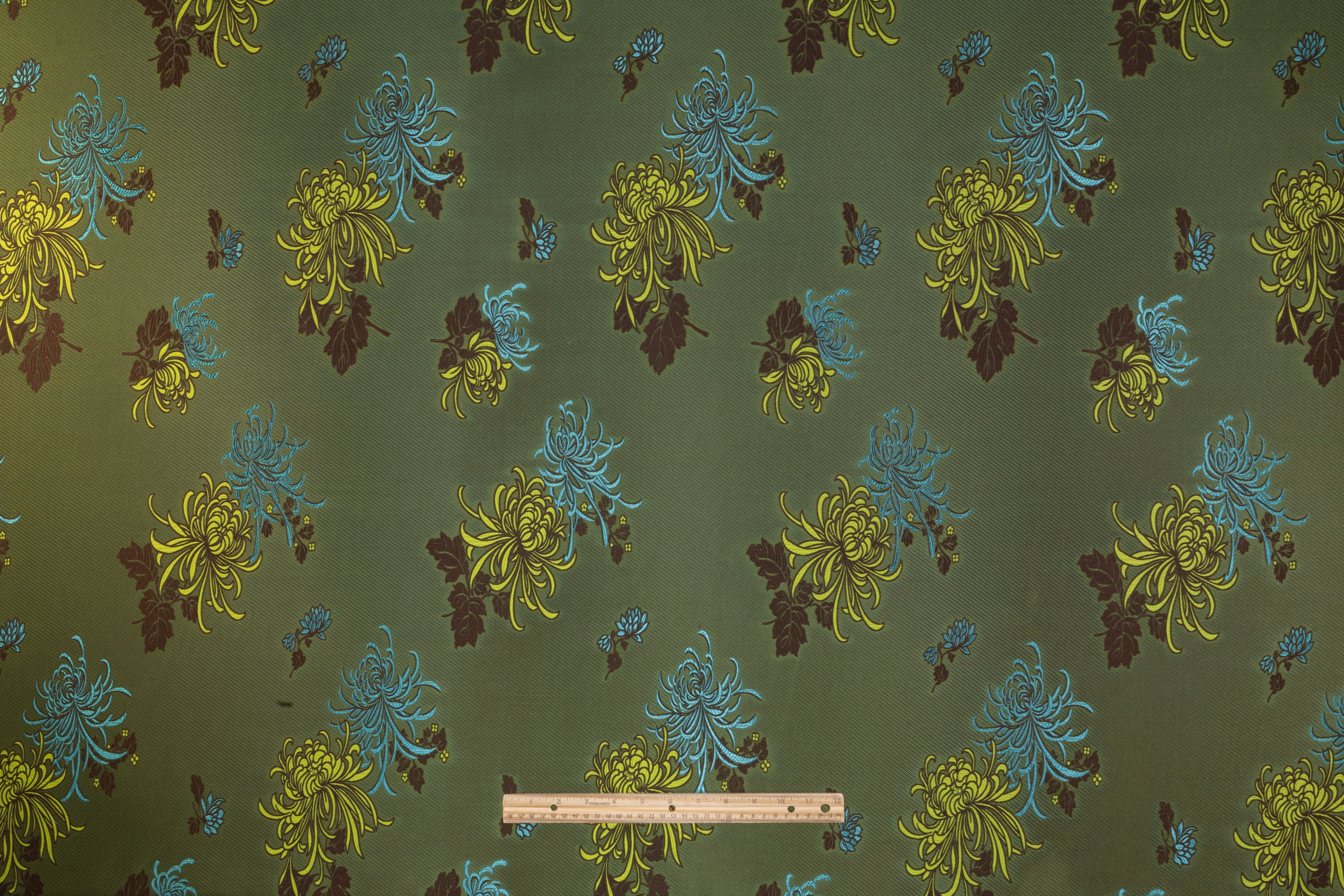 Floral Italian Brocade - Green / Blue / Brown
