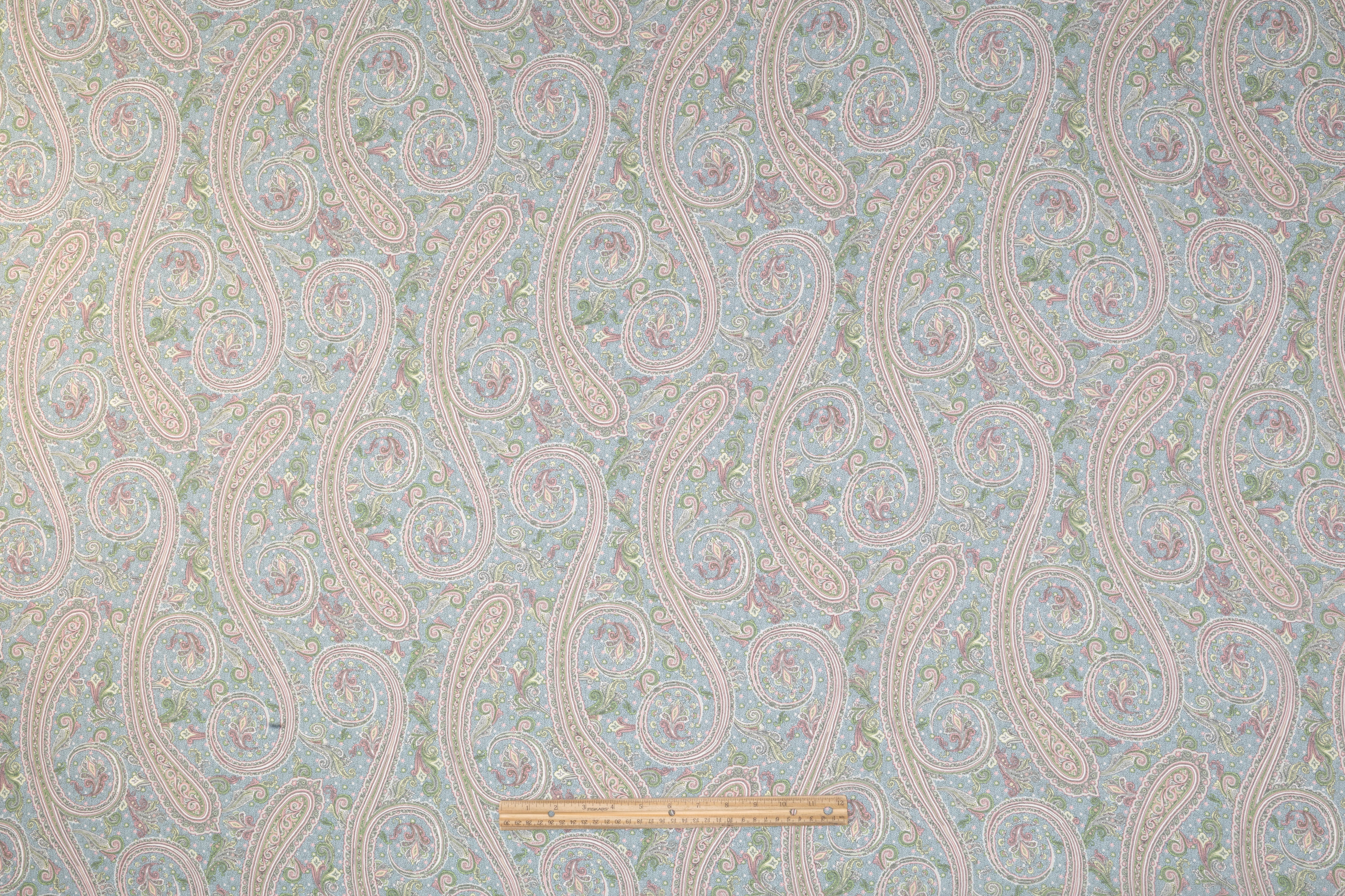 Paisley Italian Silk Crepe de Chine - Blue / Green / Pink