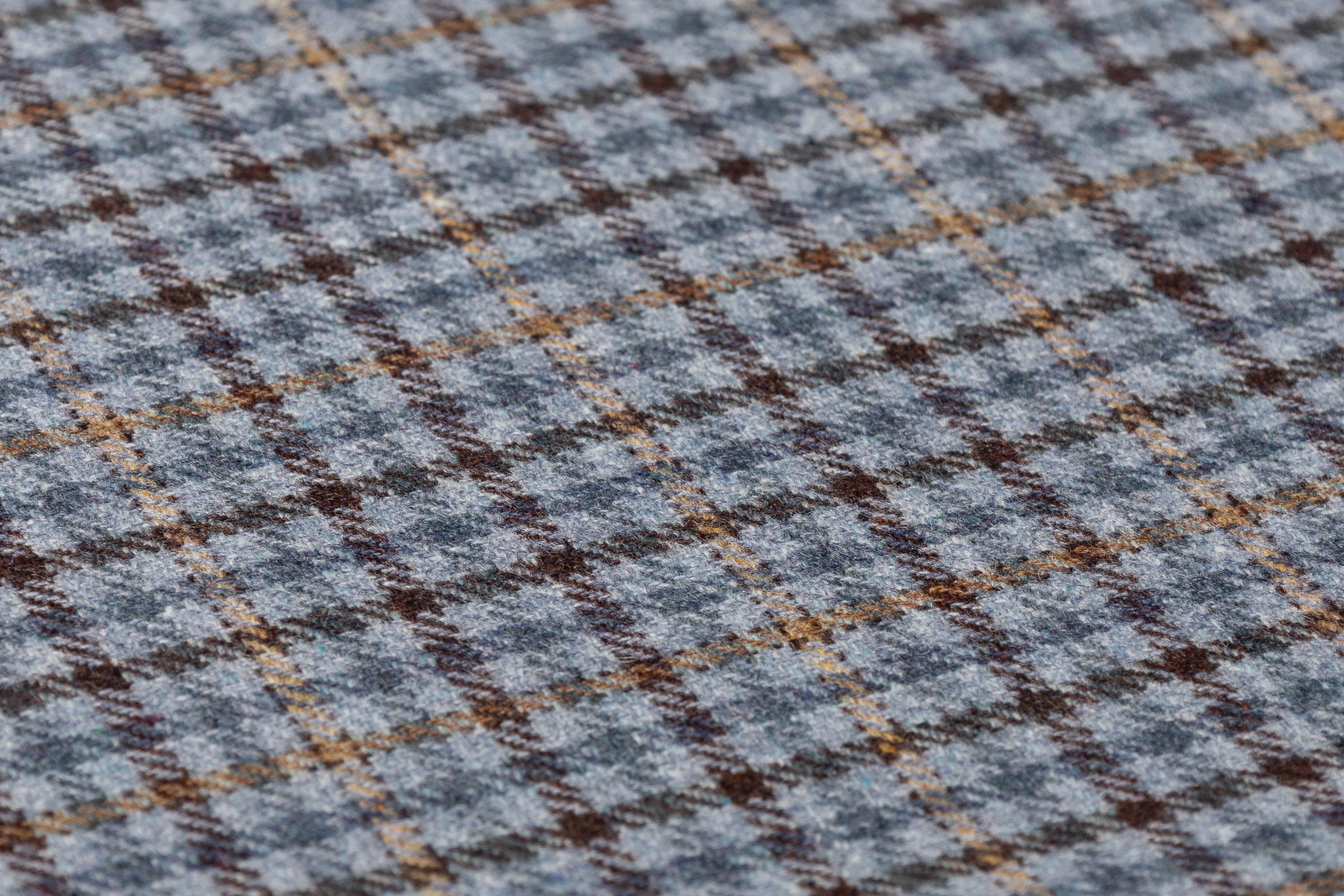 Checked Italian Wool Suiting - Blue / Tan