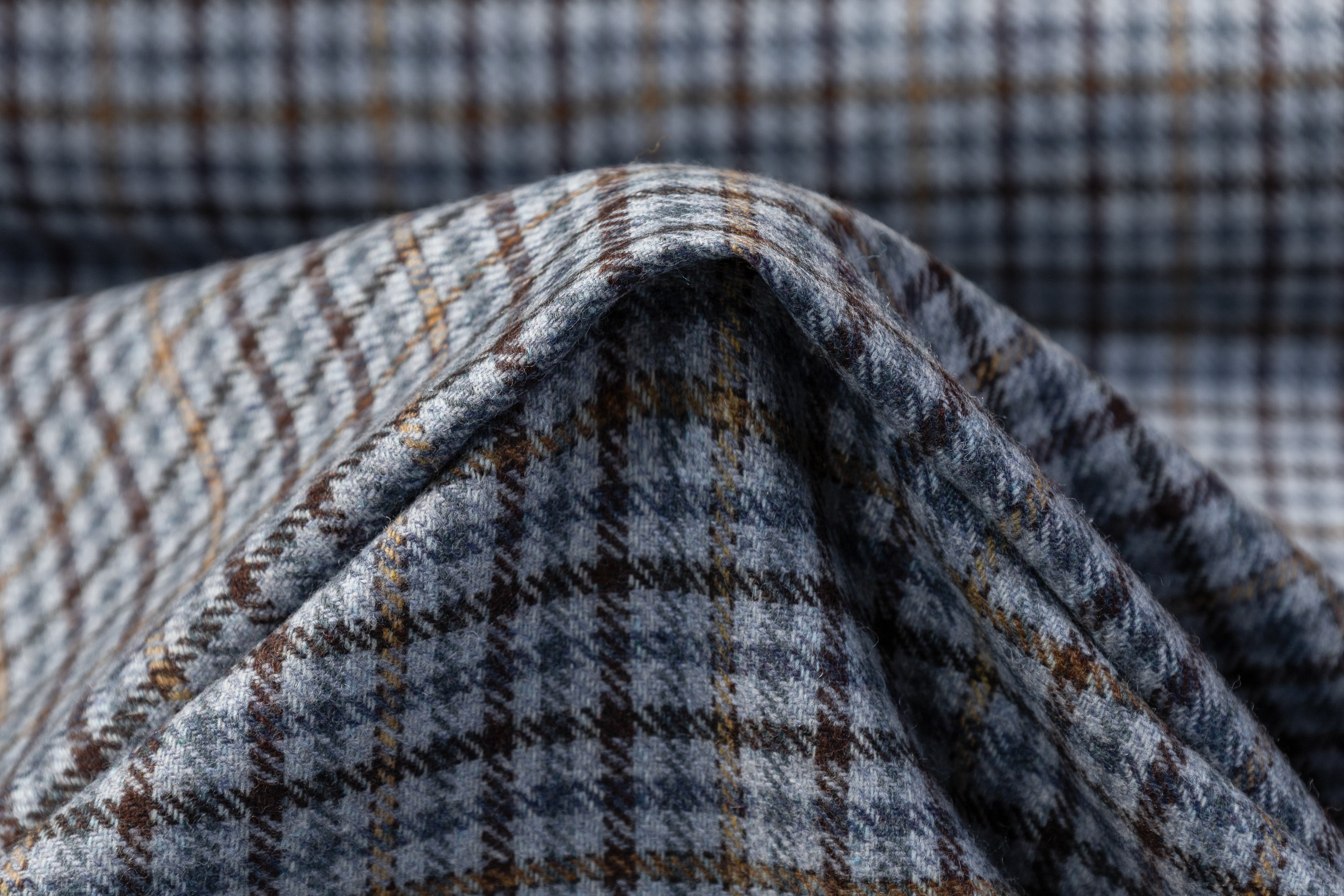 Checked Italian Wool Suiting - Blue / Tan