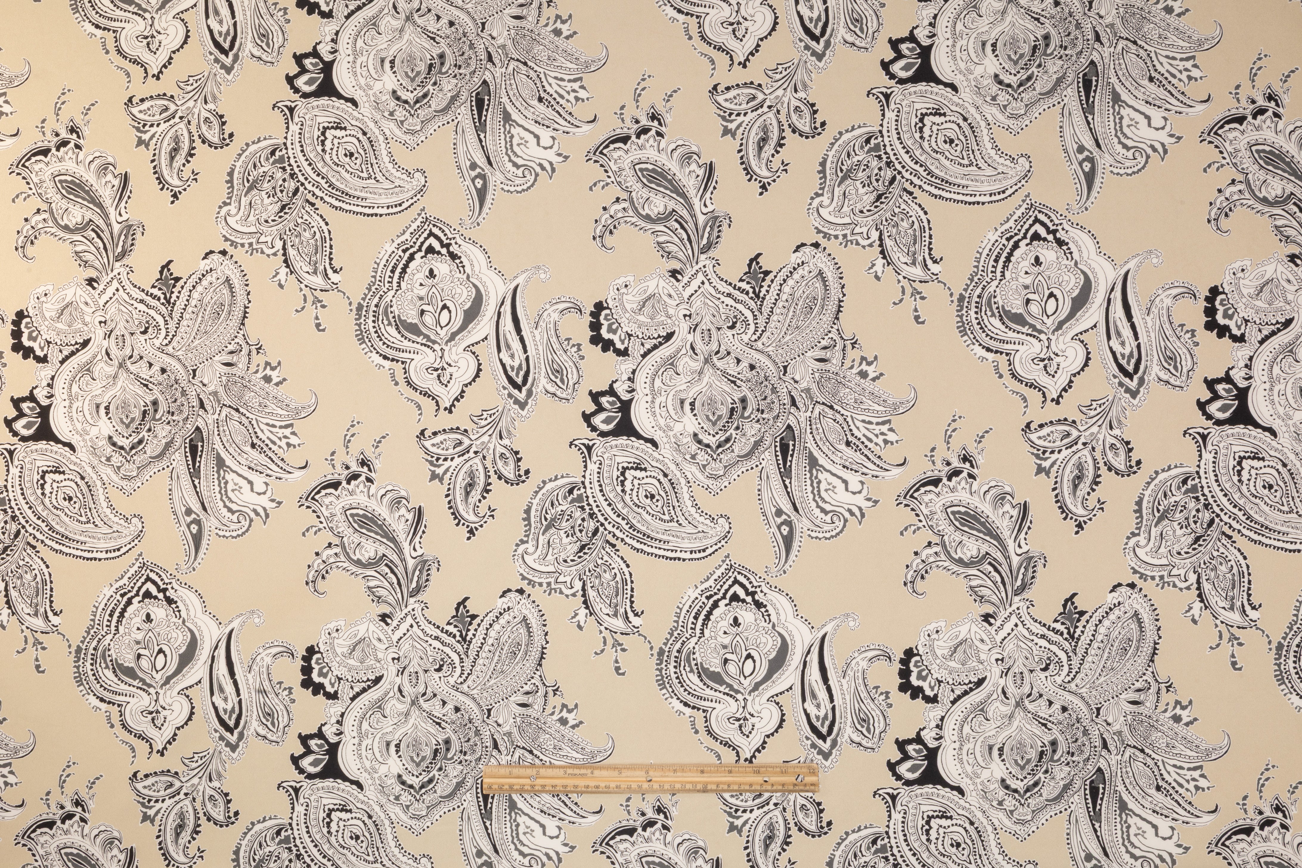 Paisley Italian Silk Faille - Beige
