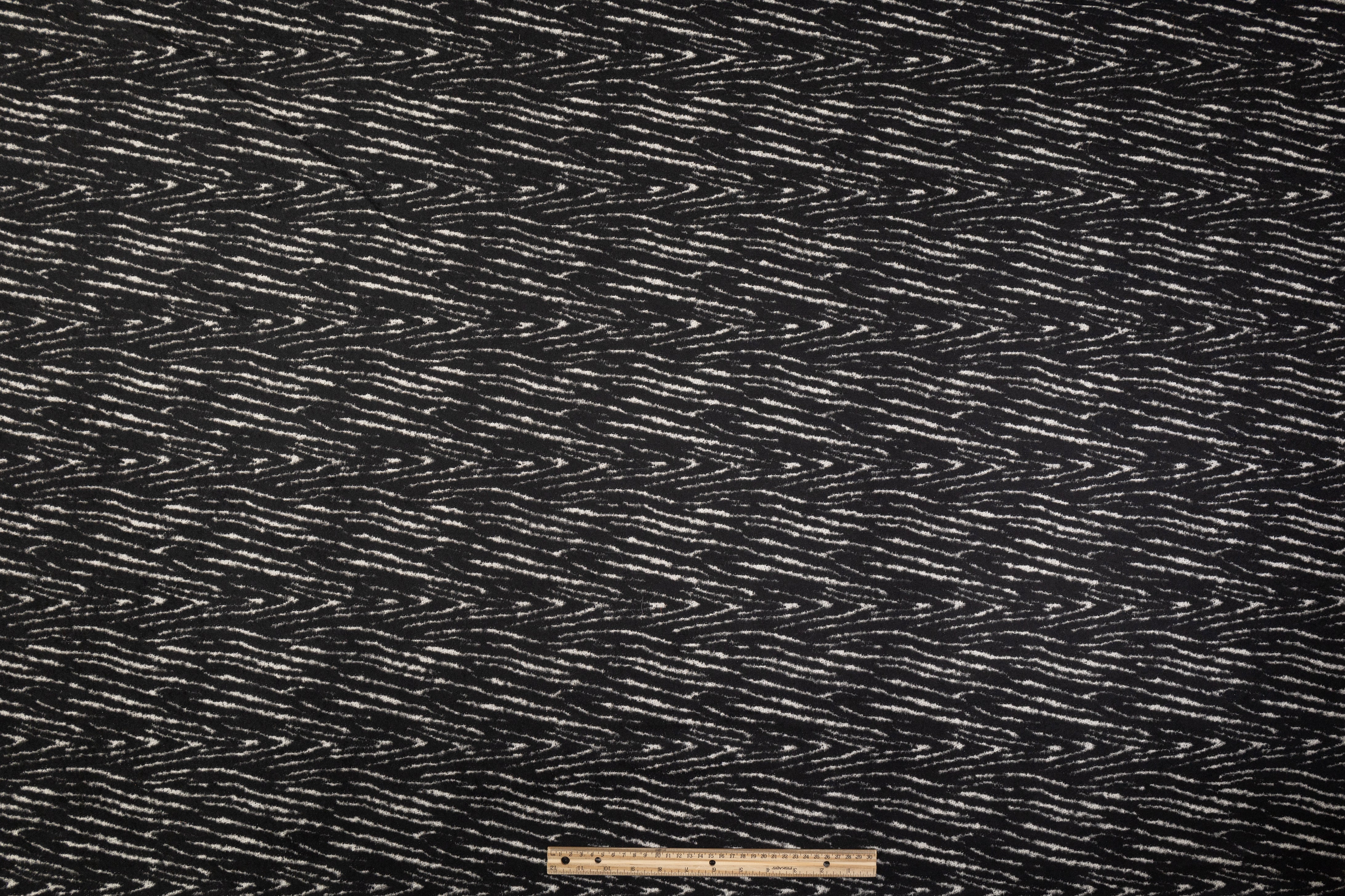 Italian Wool Brocade - Black / White