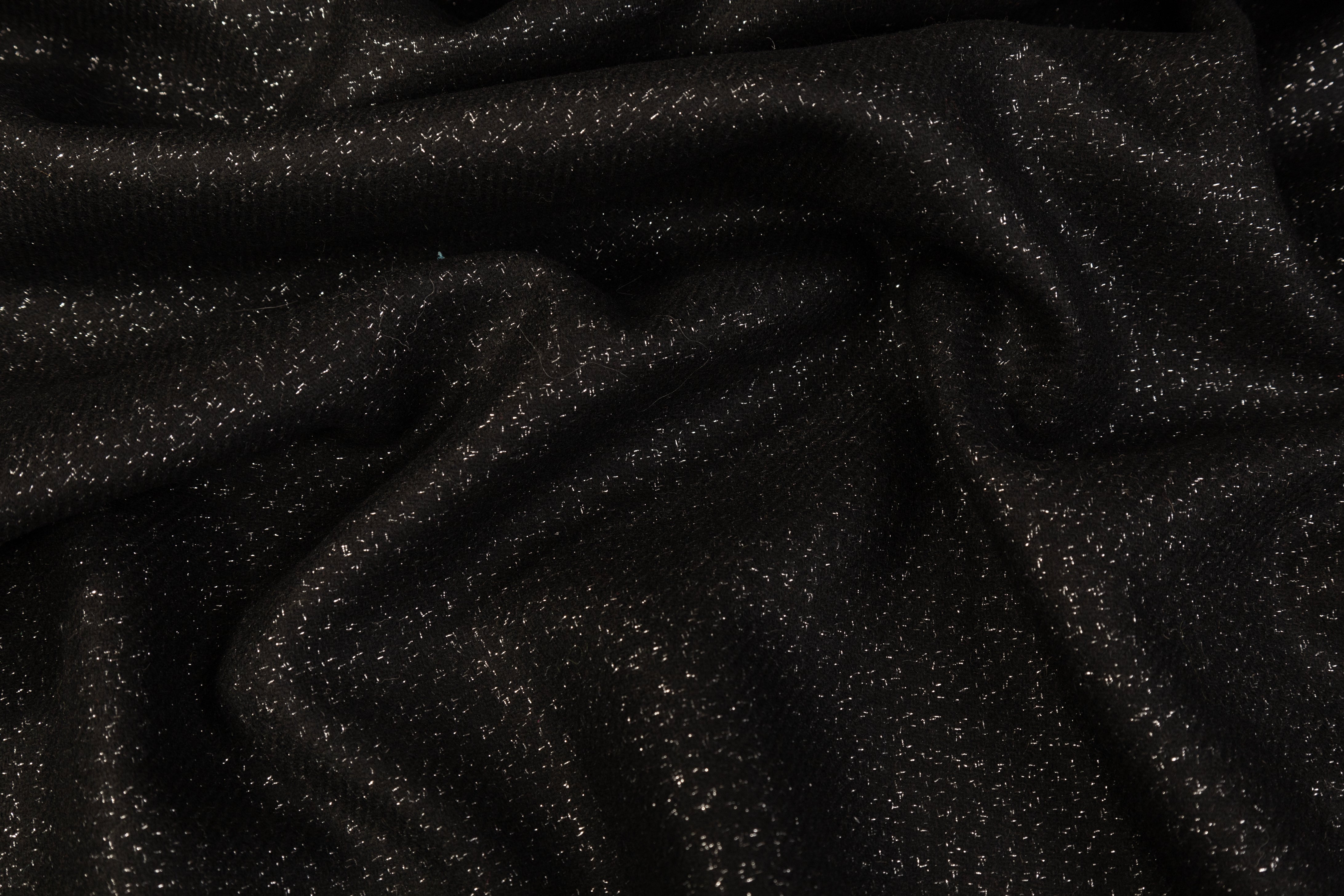 Double Faced Metallic Italian Wool Coating - Black / Silver