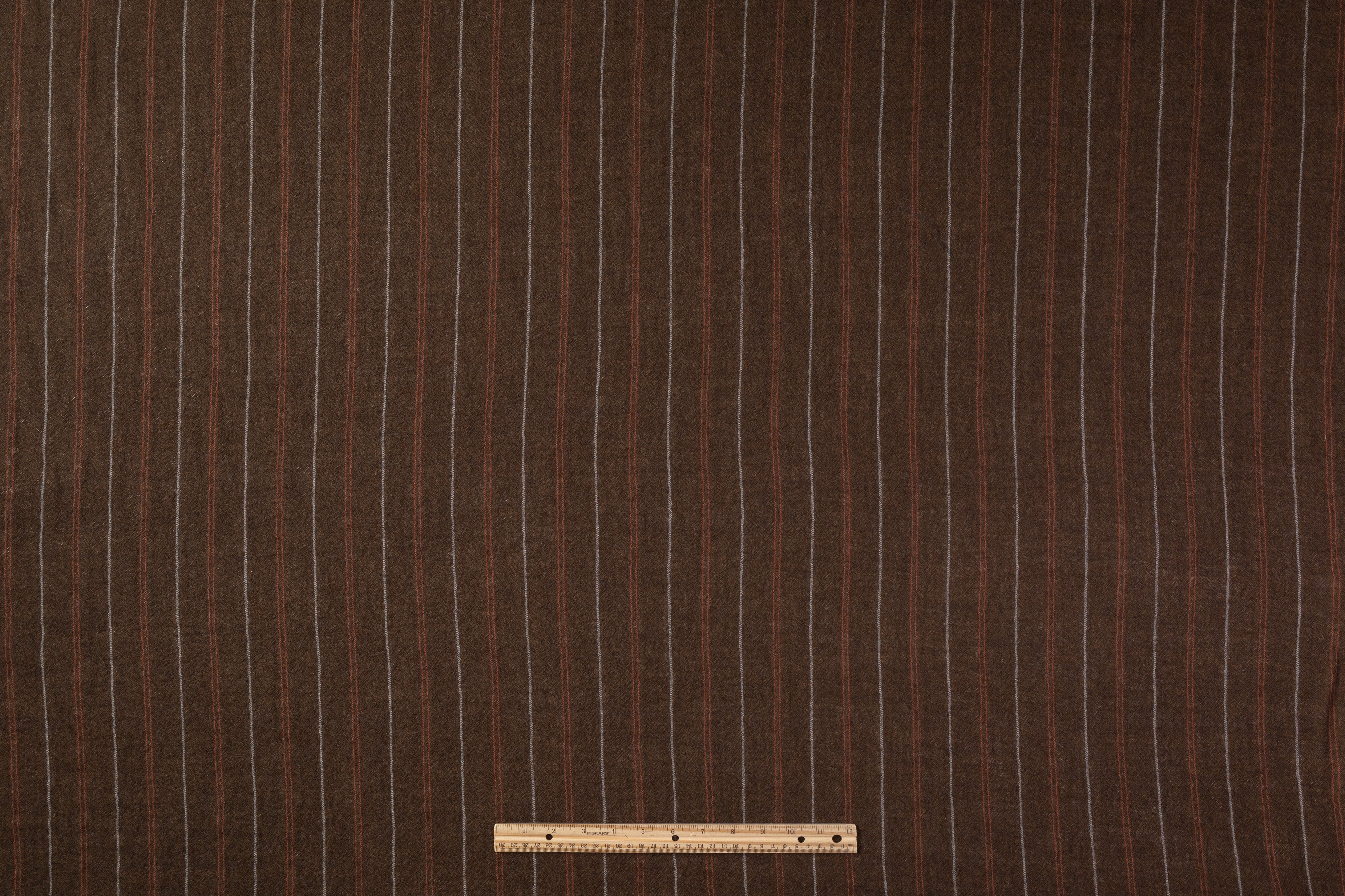 Striped Italian Wool Gauze - Brown