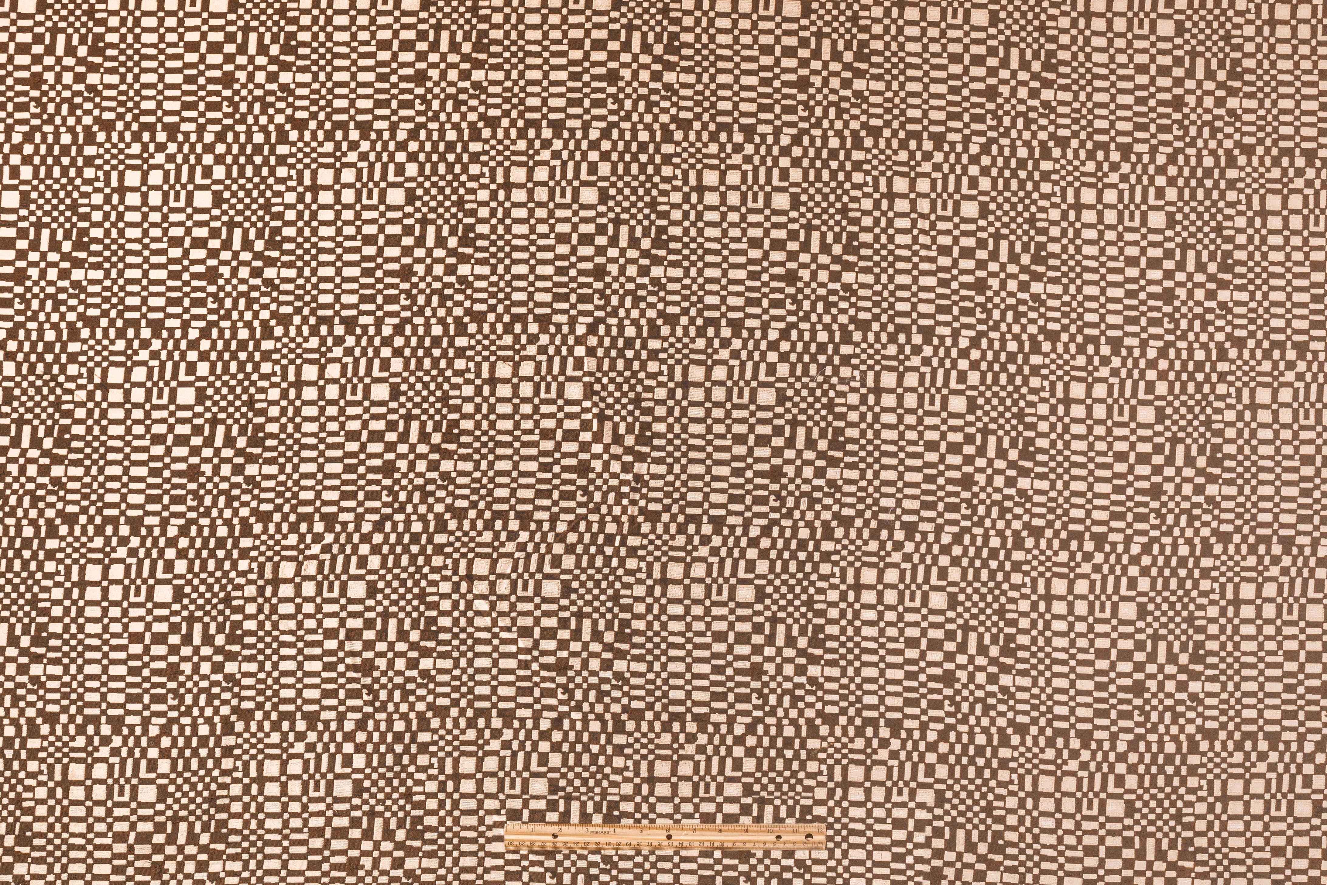 Geometric Italian Brocade - Brown / Blush