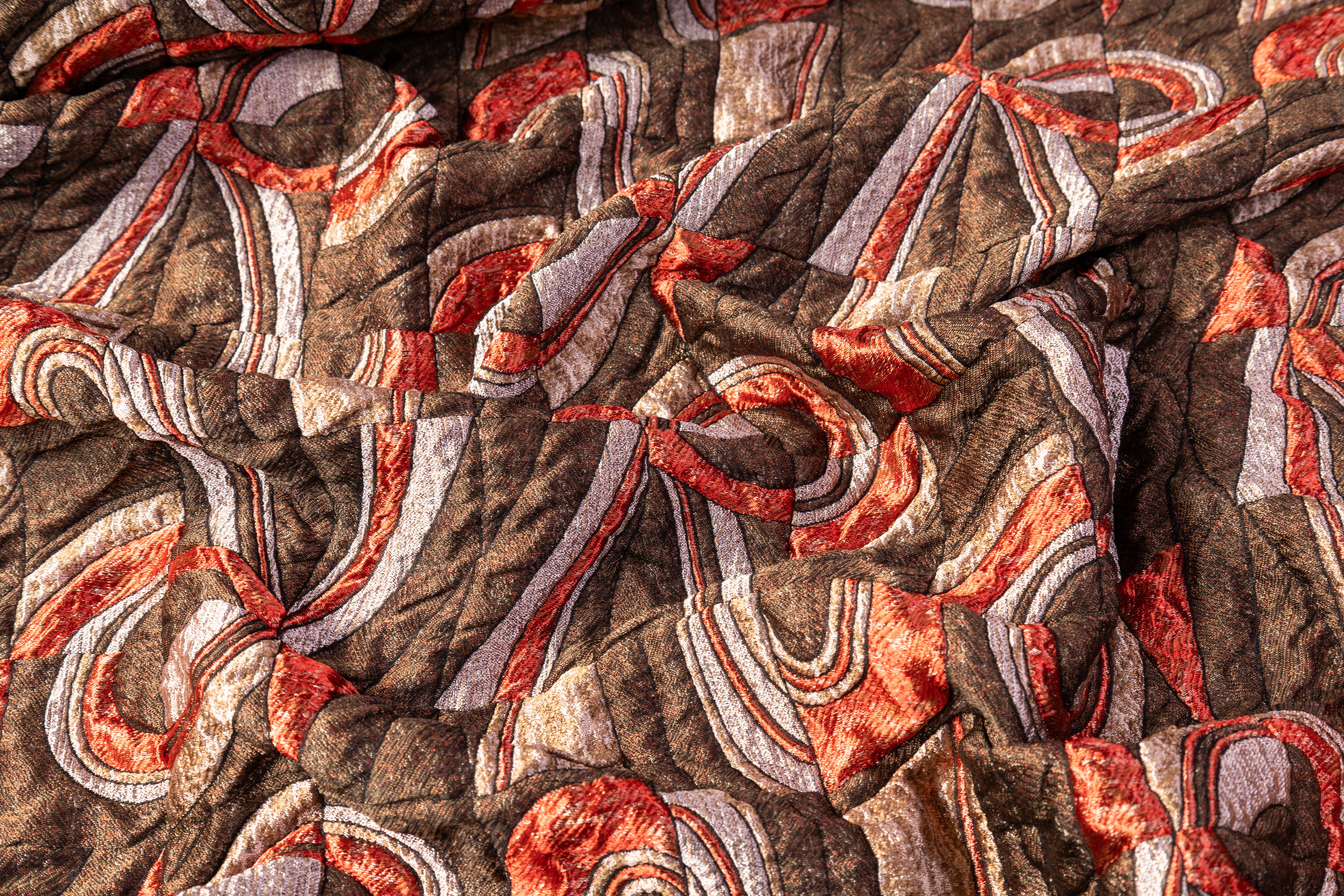 Abstract Geometric Italian Brocade - Brown / Orange