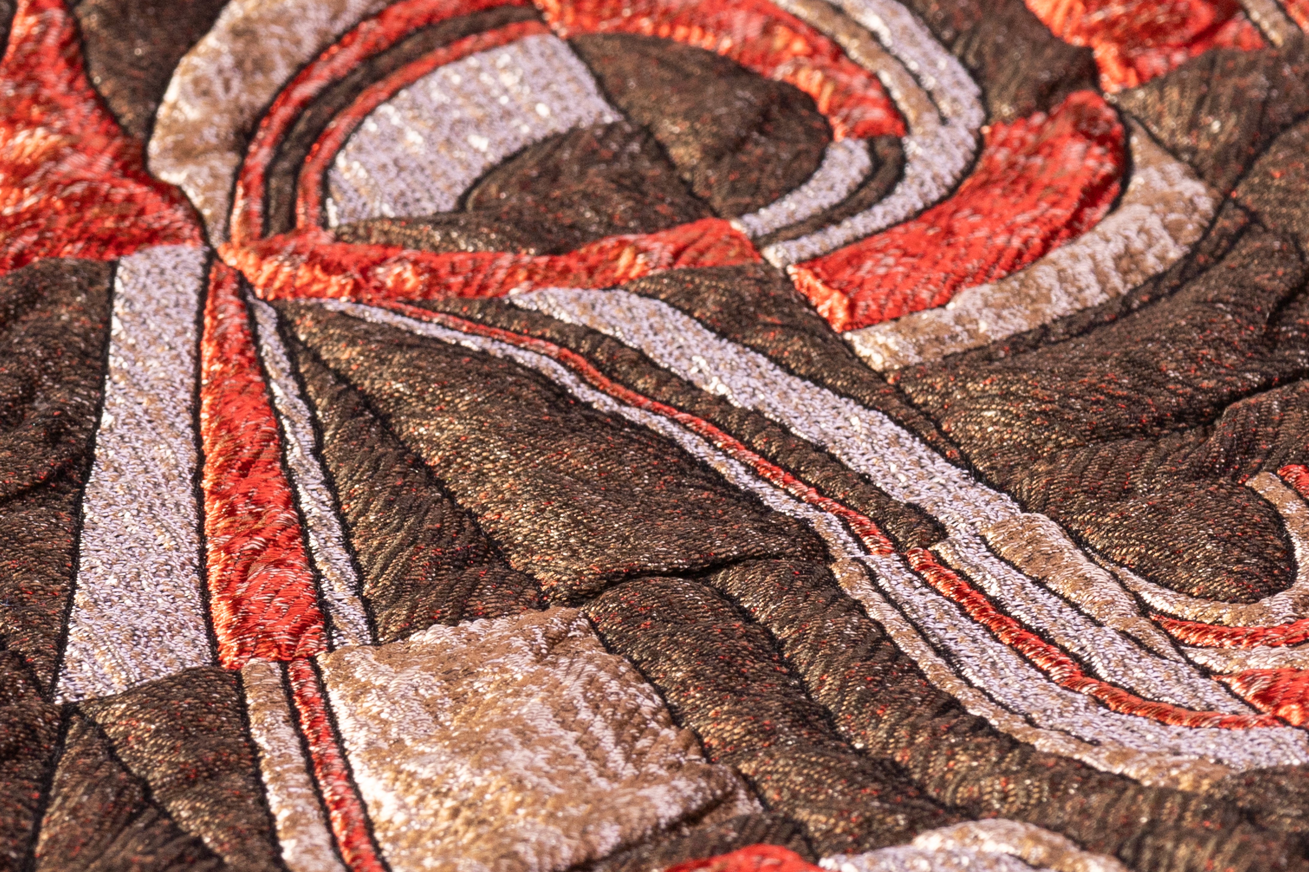 Abstract Geometric Italian Brocade - Brown / Orange