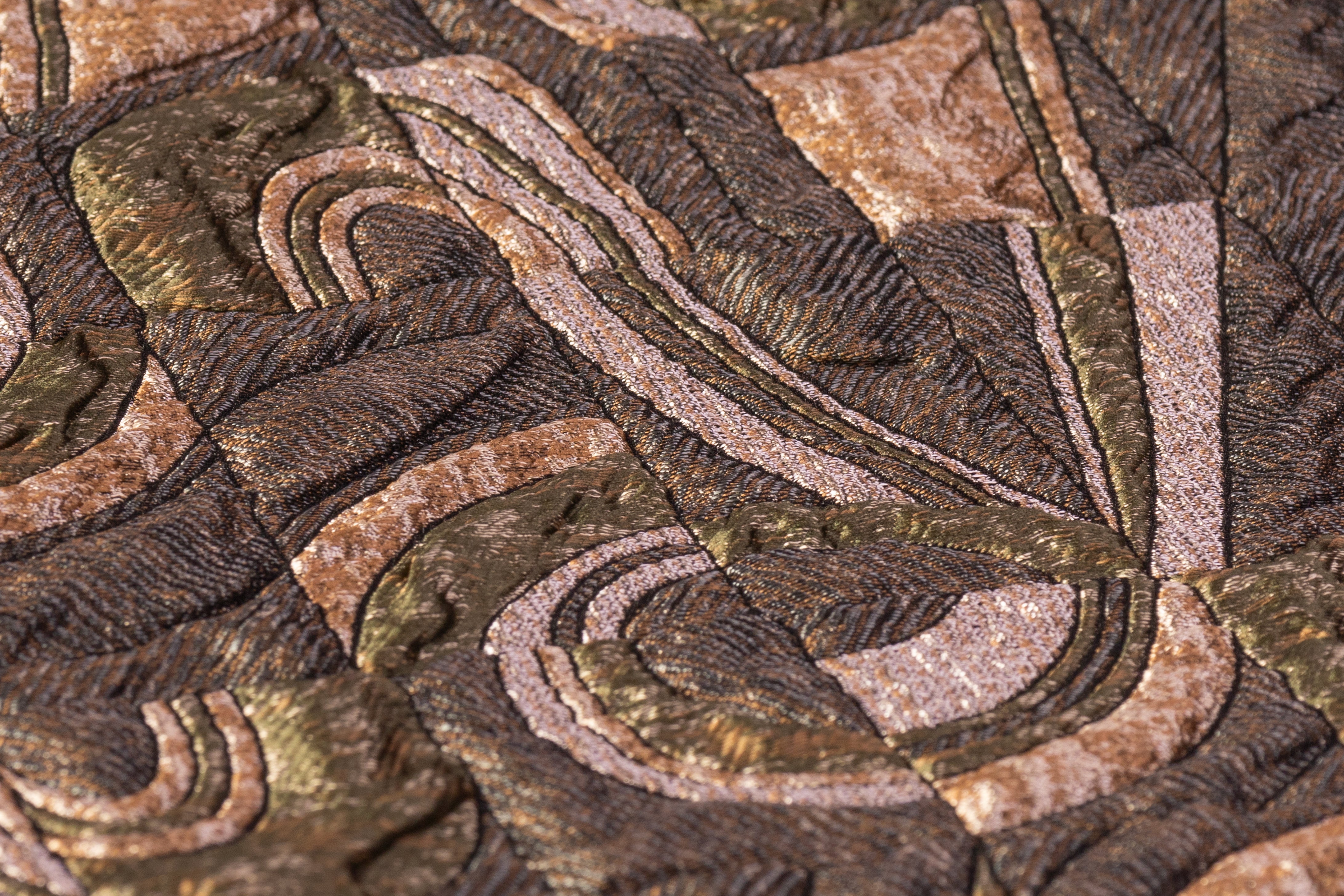 Abstract Geometric Italian Matelassé Brocade - Brown / Green