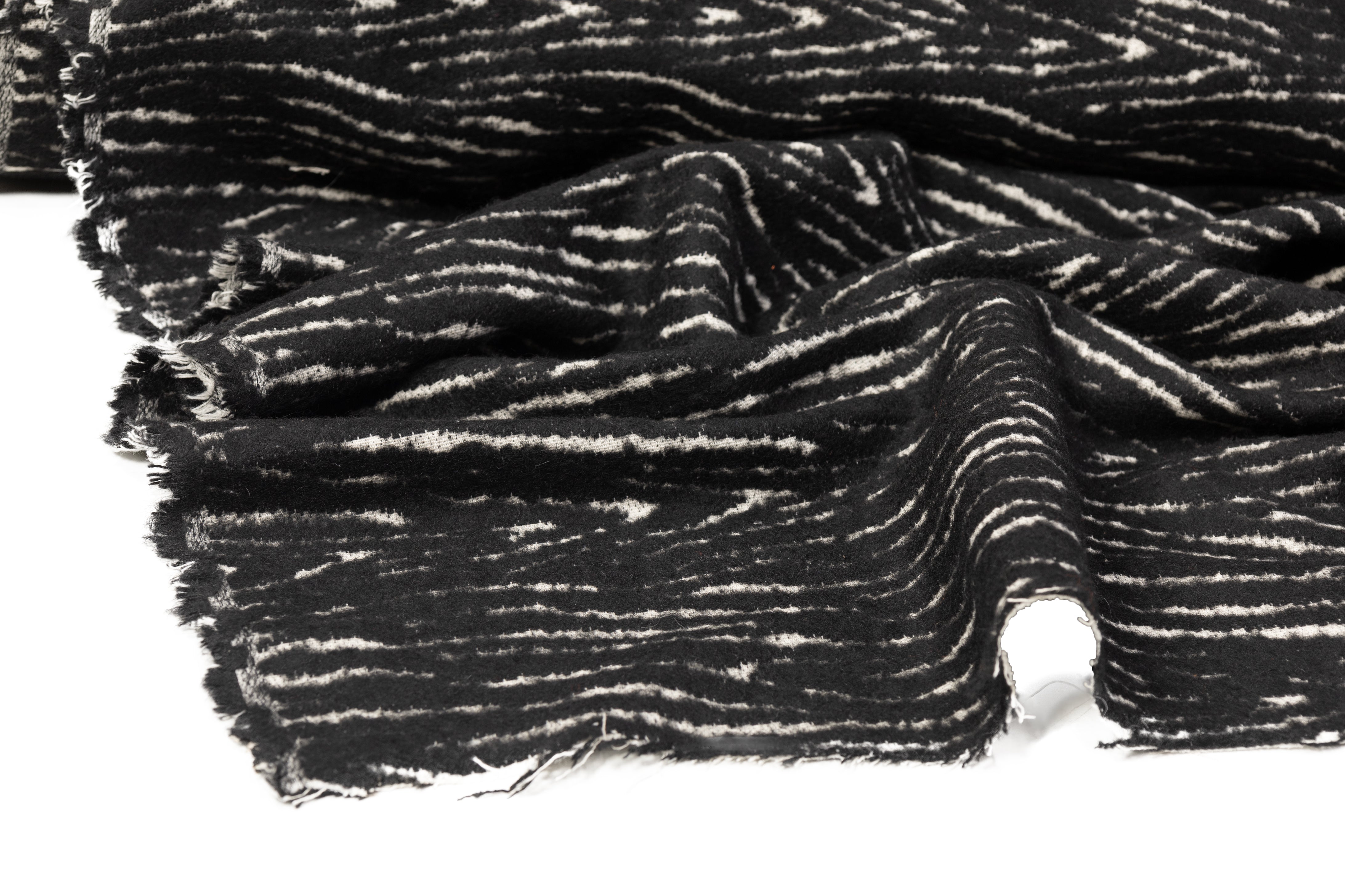 Italian Wool Brocade - Black / White