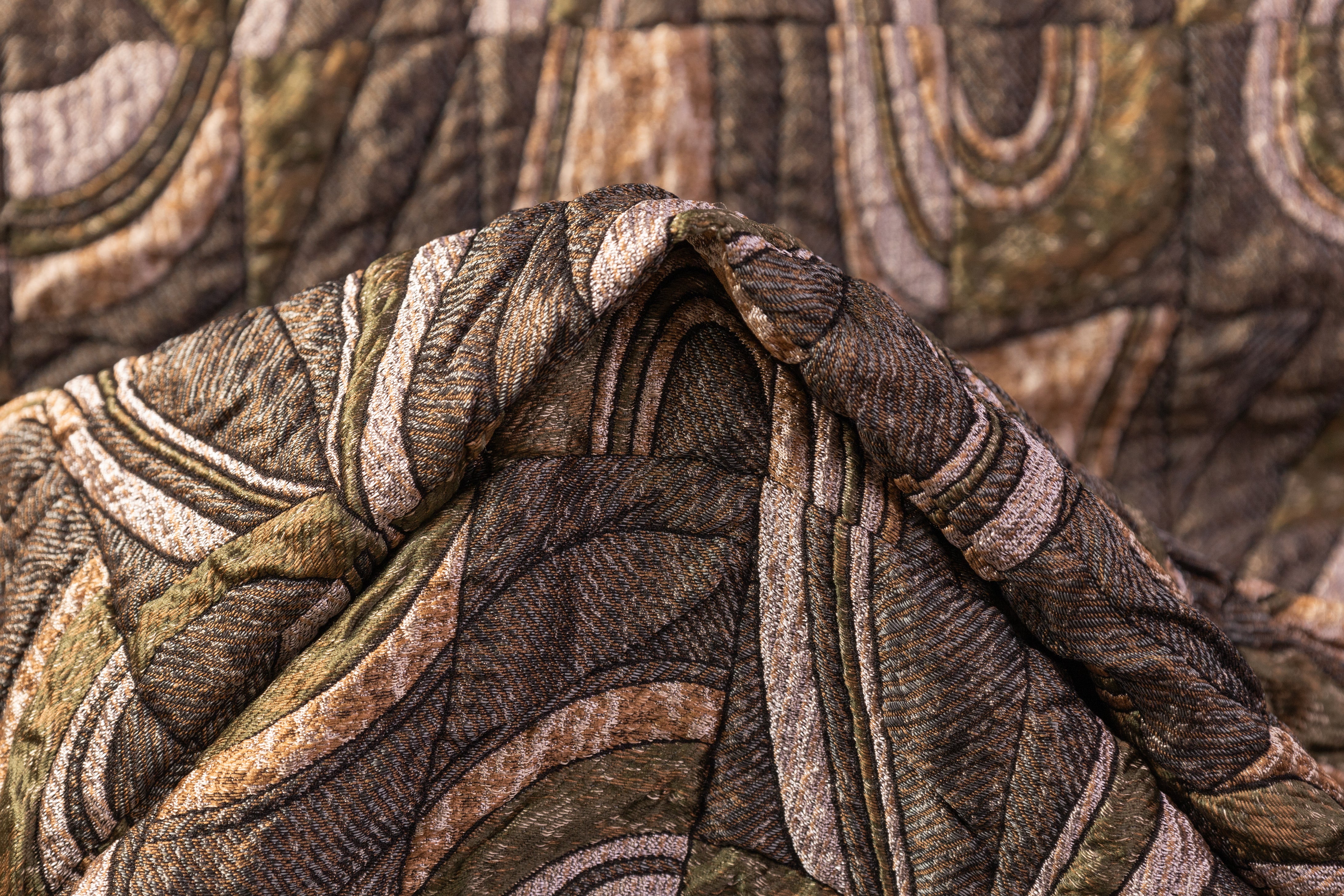 Abstract Geometric Italian Matelassé Brocade - Brown / Green