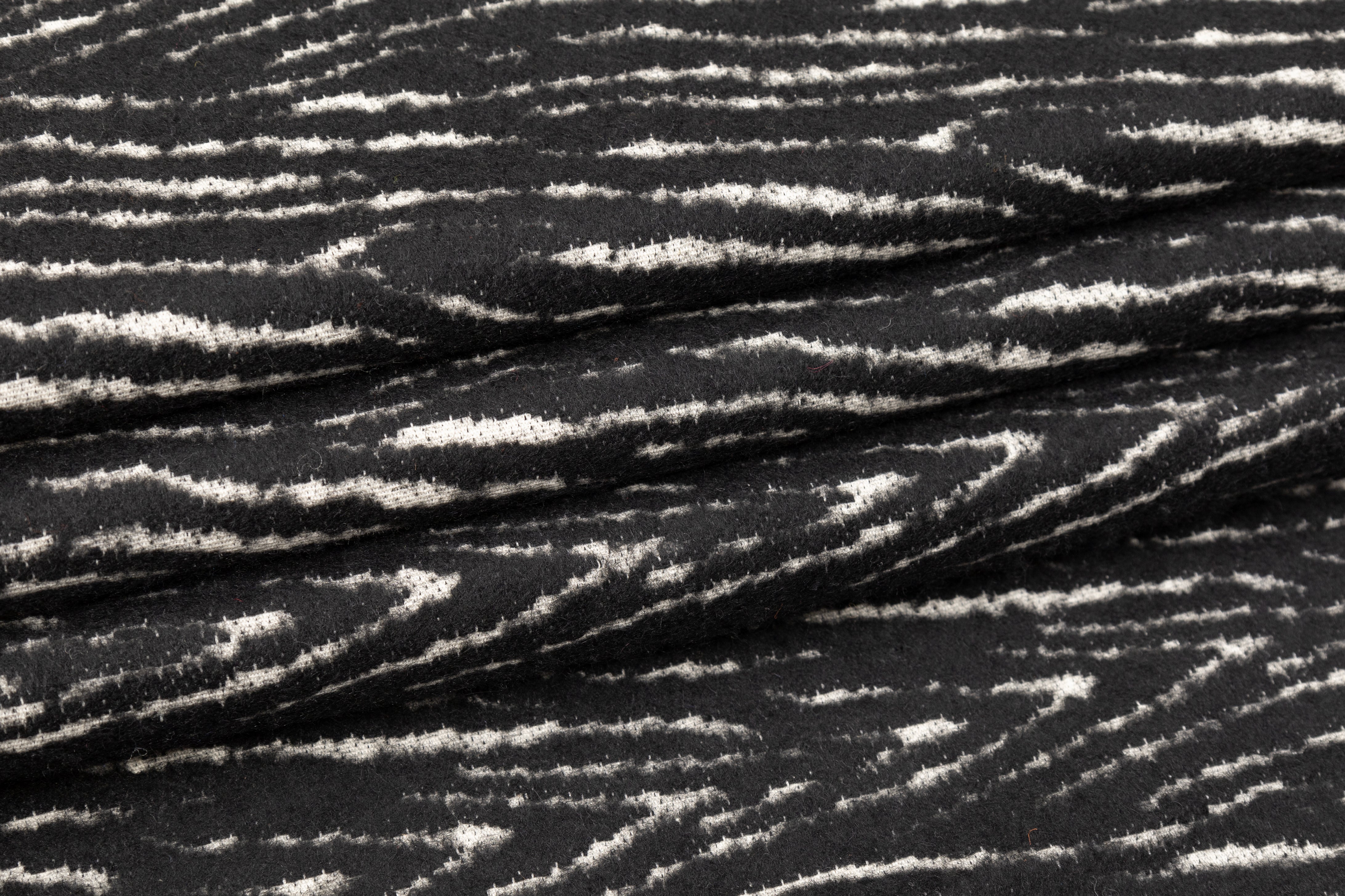 Italian Wool Brocade - Black / White