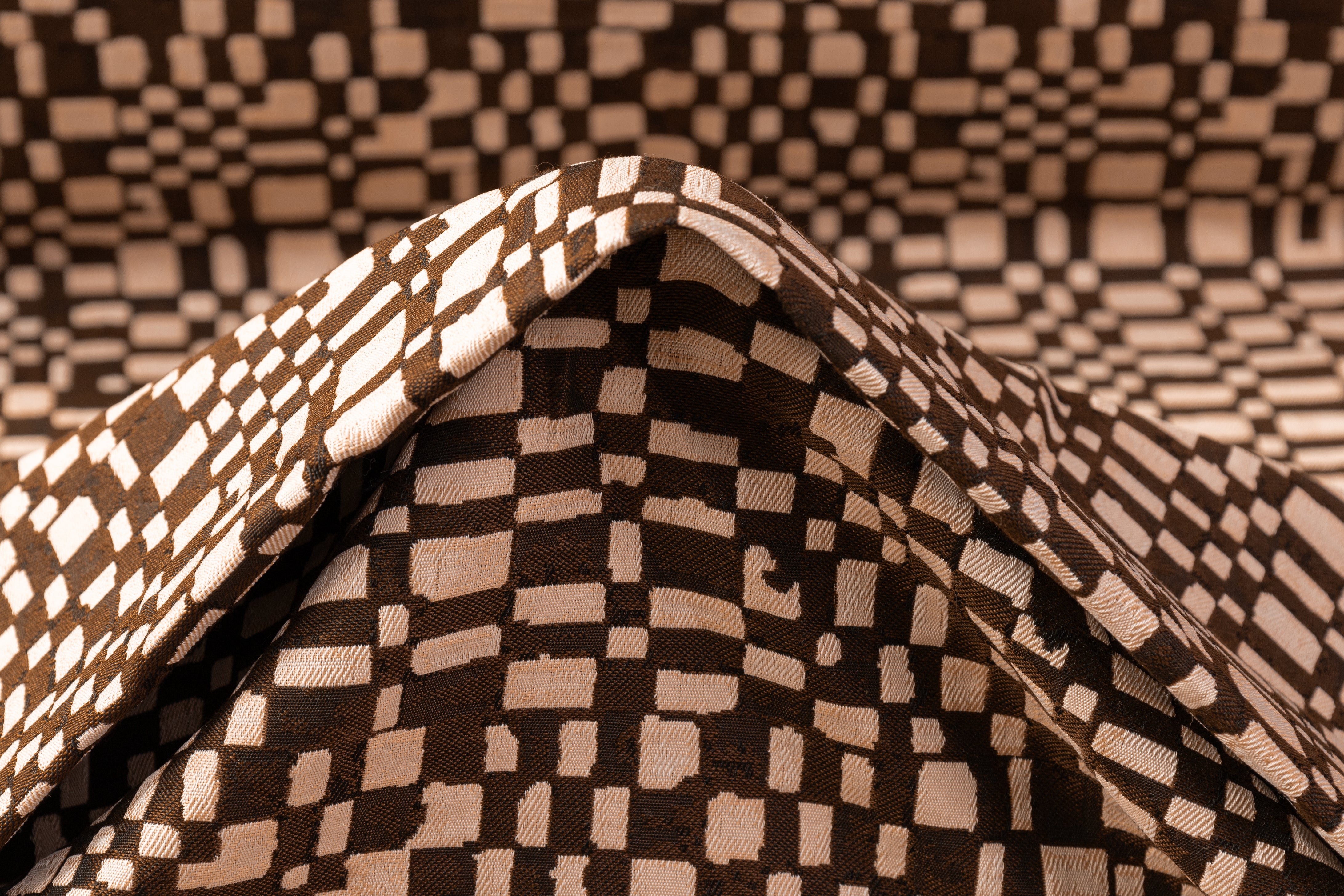 Geometric Italian Brocade - Brown / Blush