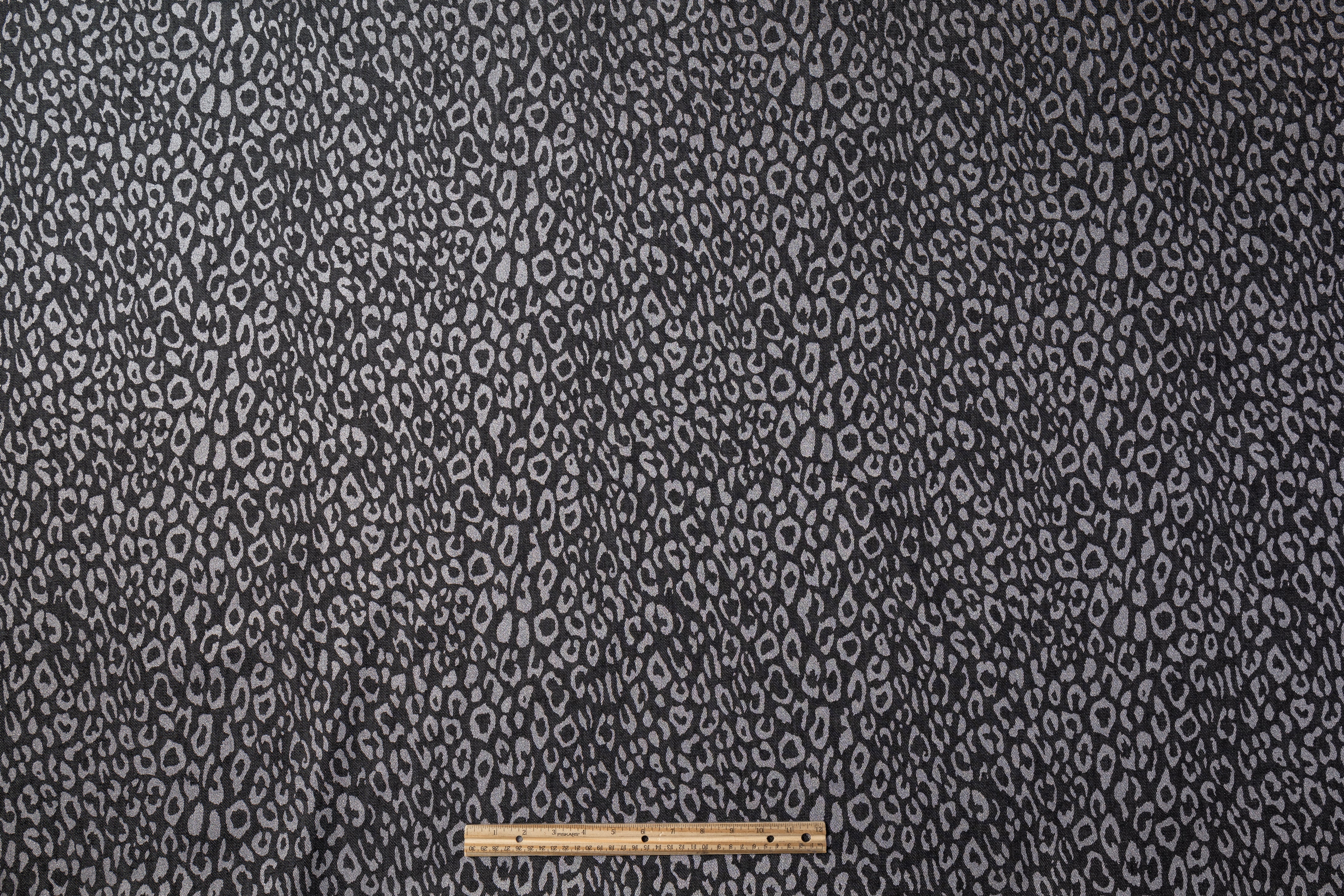 Glitter Leopard Italian Denim - Gray / Silver