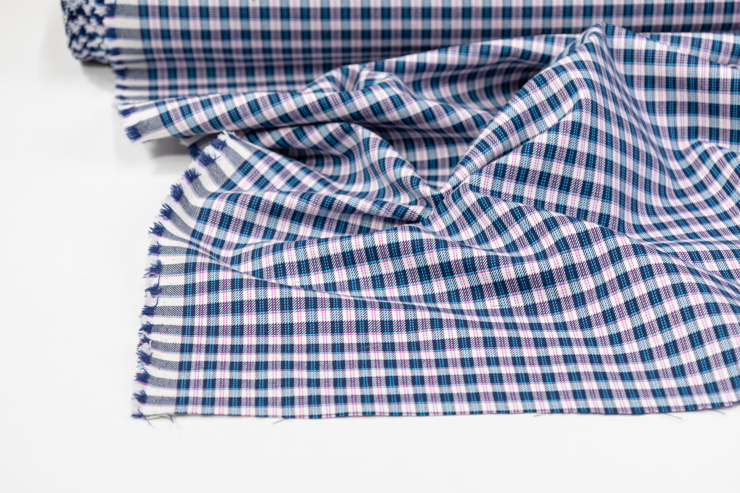 Heavy Italian Viscose Wool Twill Jacketing - Blue / Pink