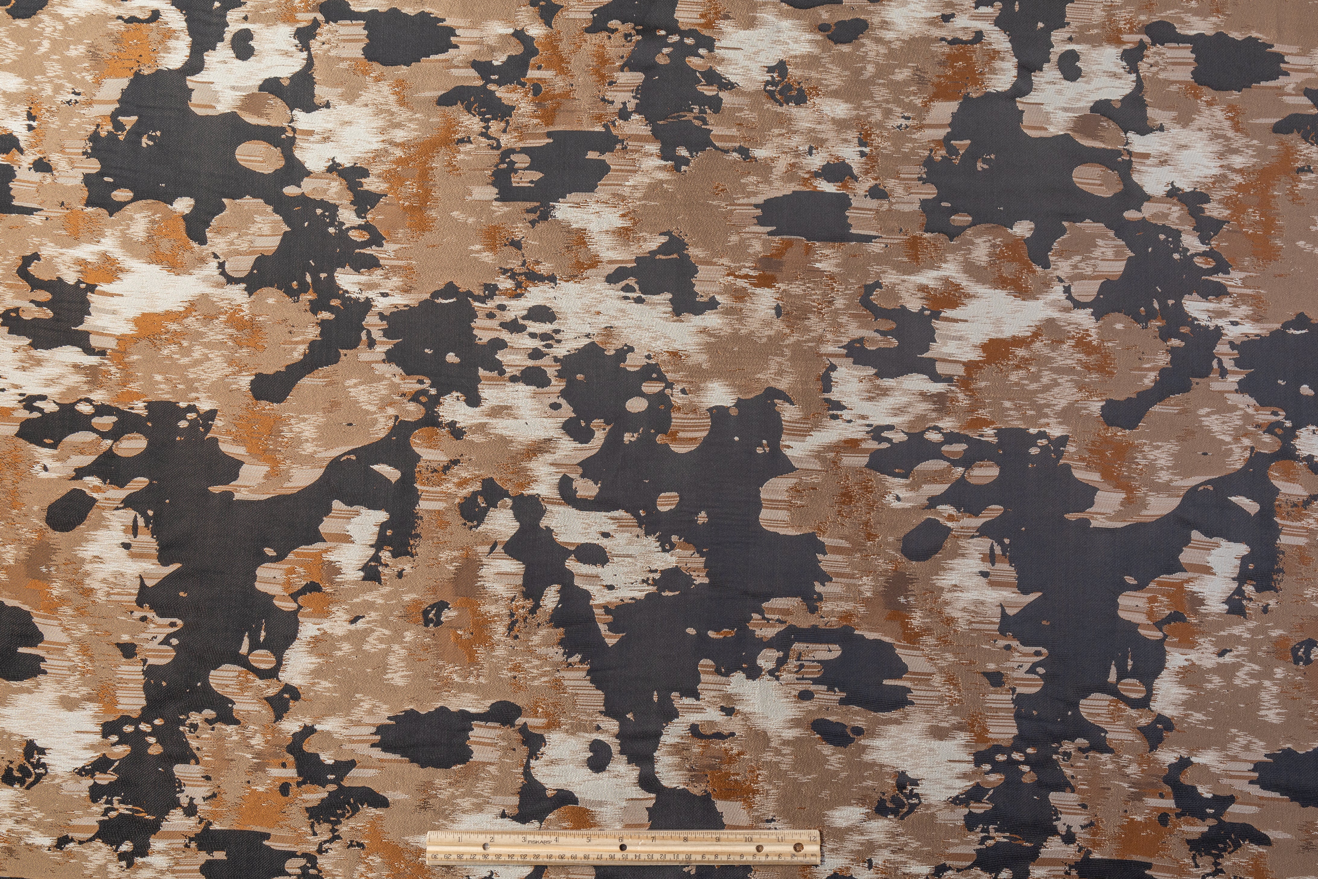 Abstract Italian Satin Brocade - Brown / Black