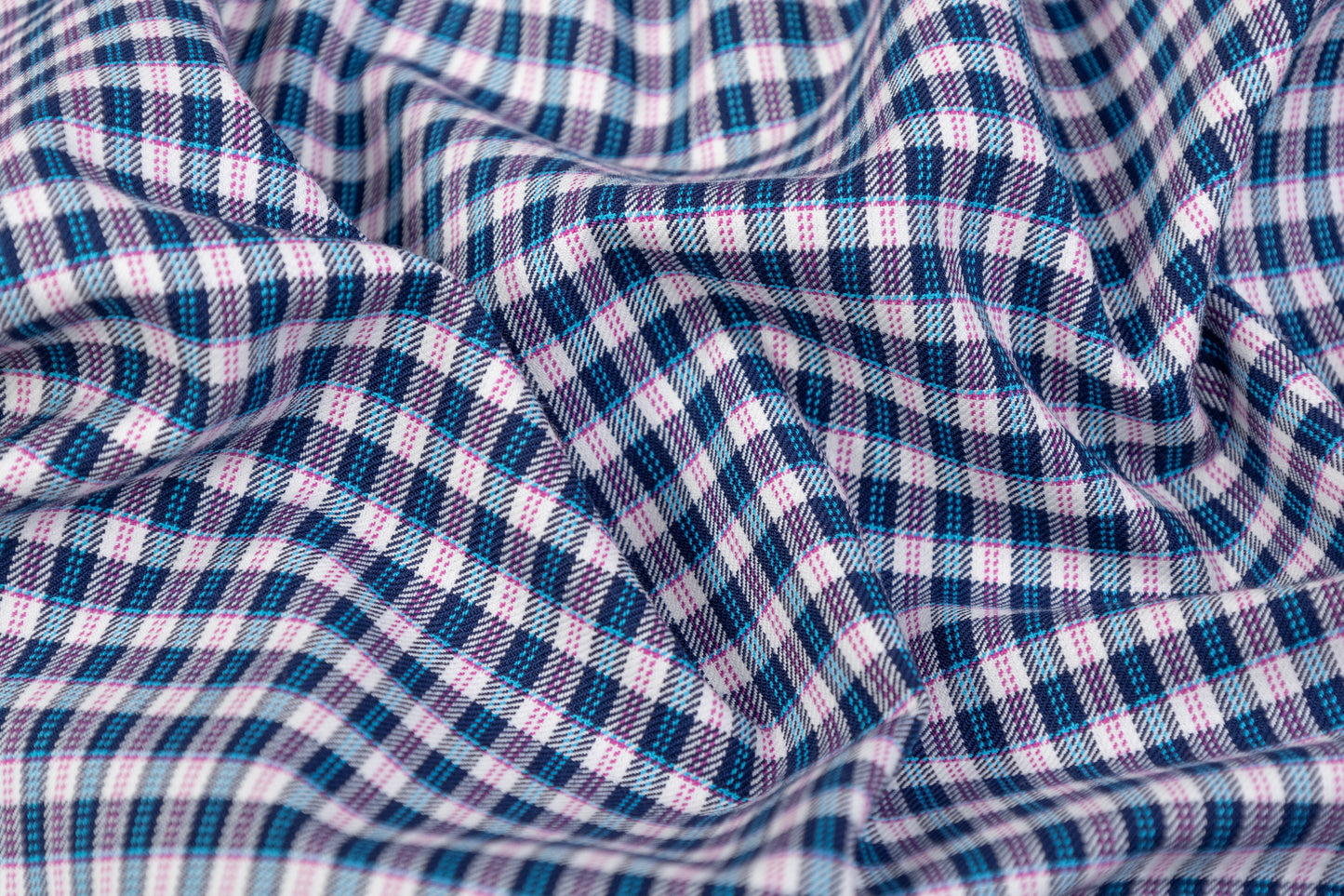 Heavy Italian Viscose Wool Twill Jacketing - Blue / Pink