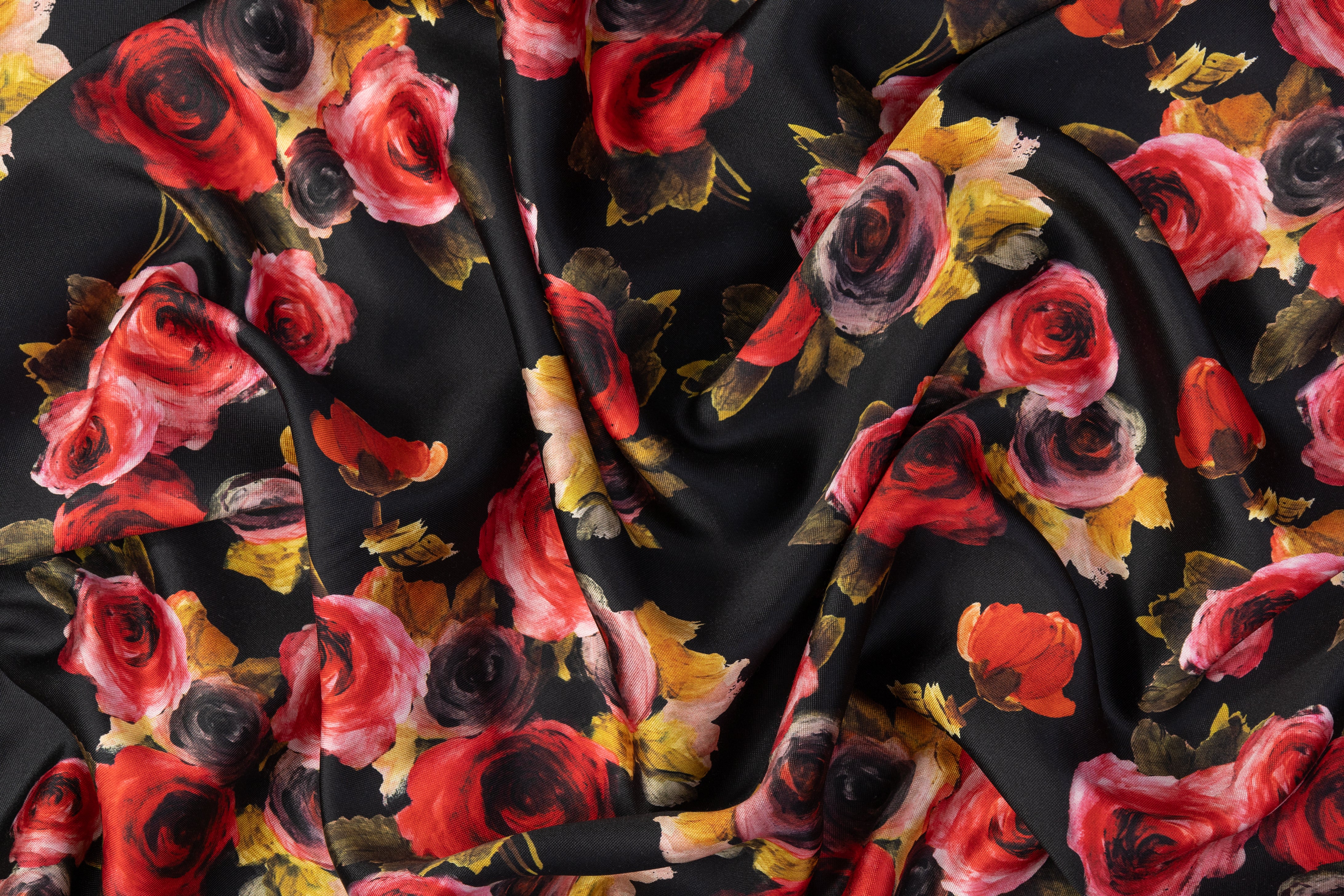 Emanuel Ungaro - Floral Printed Silk and Wool Mikado - Black / Red