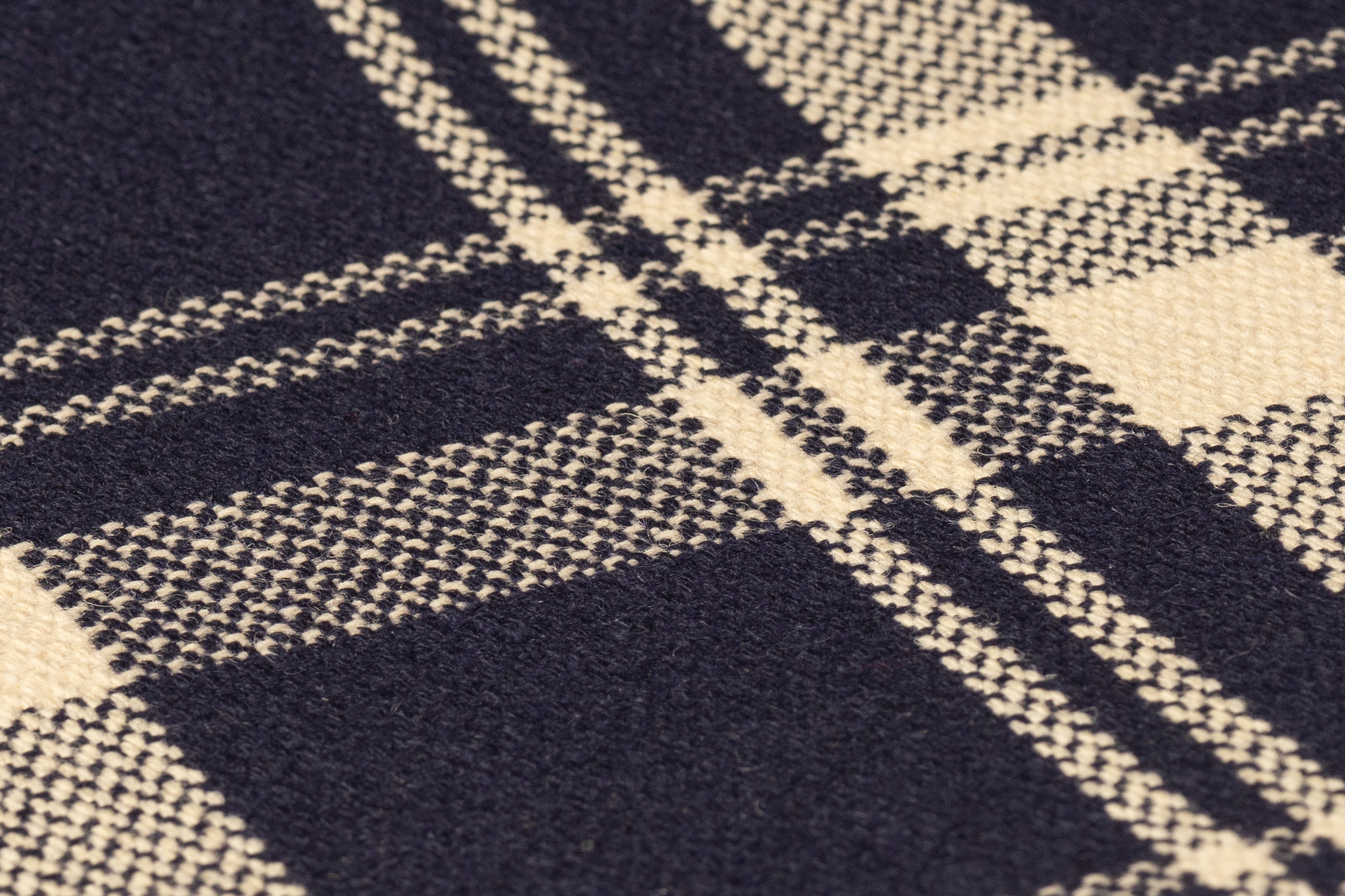 Plaid Italian Wool Coating - Navy / Cream
