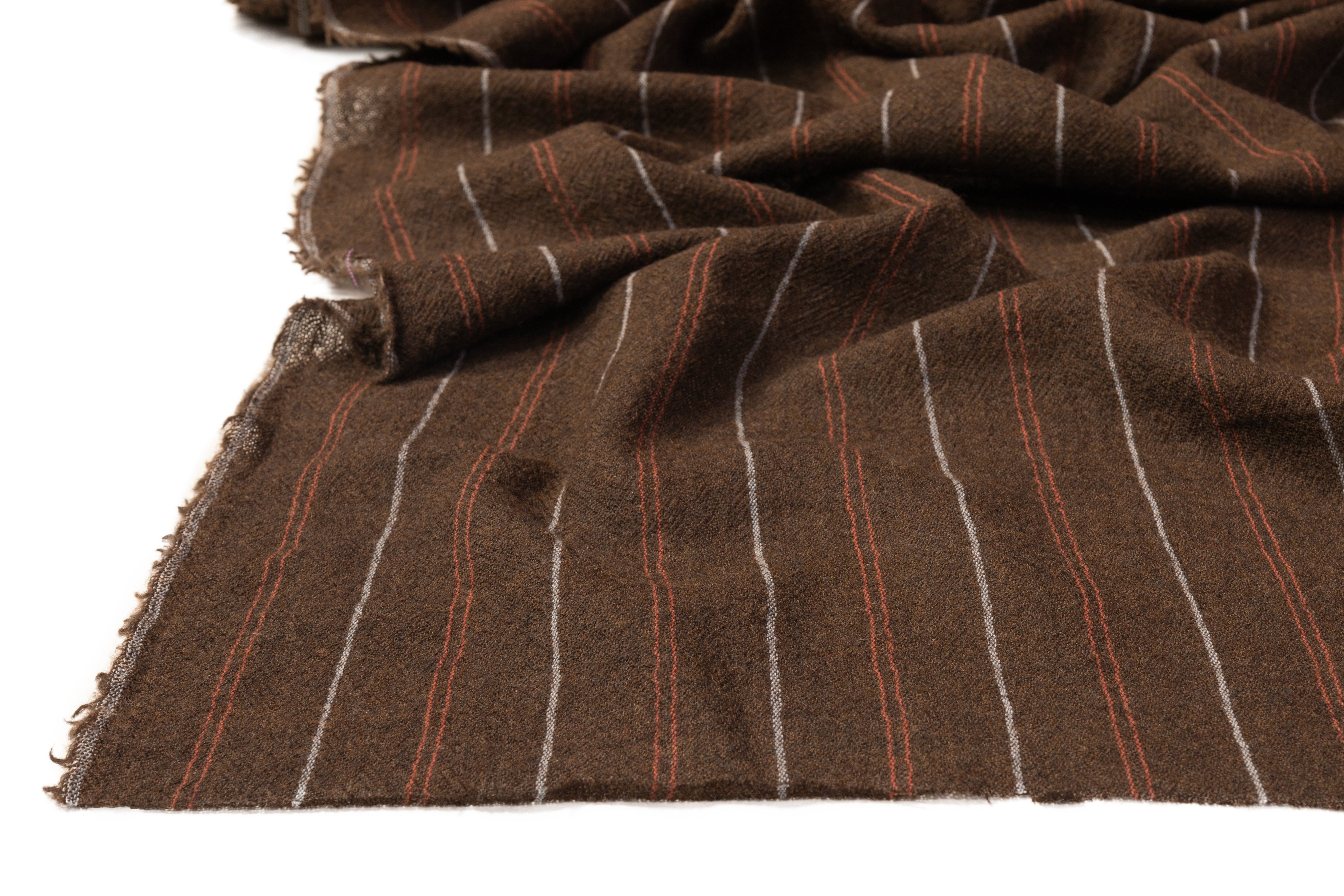 Striped Italian Wool Gauze - Brown