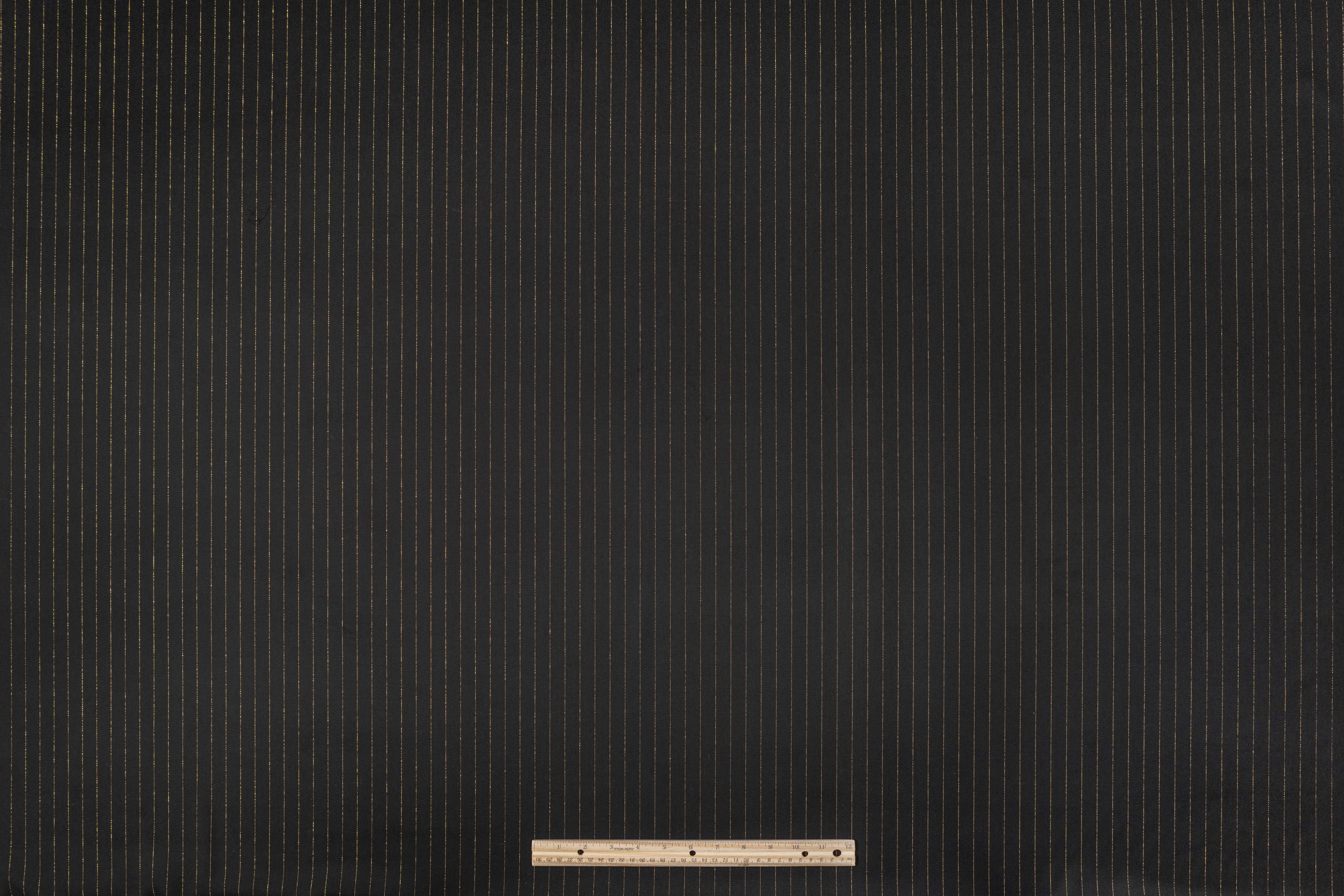 Metallic Pin Striped Italian Suiting - Black / Gold