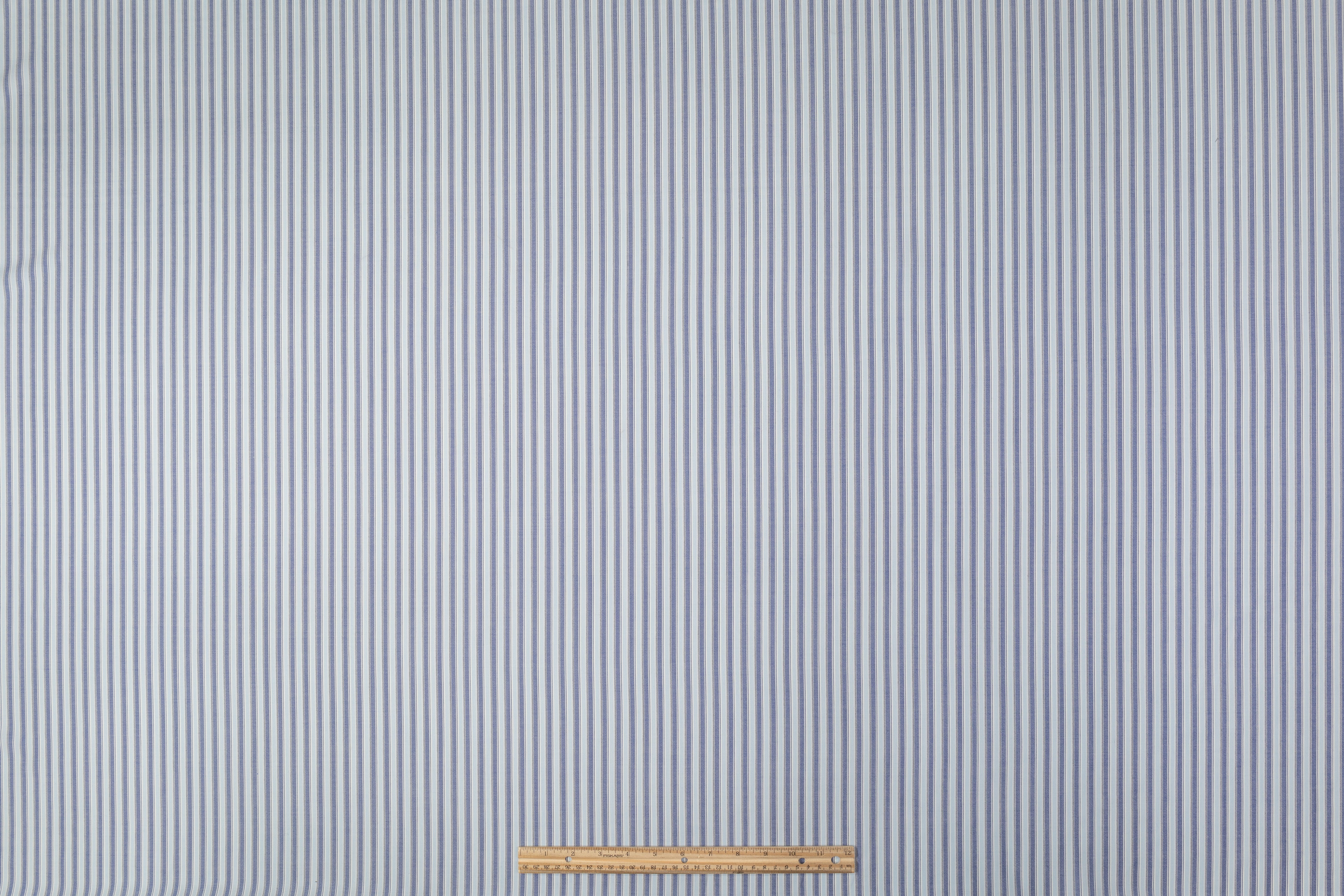 Striped Italian Wool Suiting - Blue