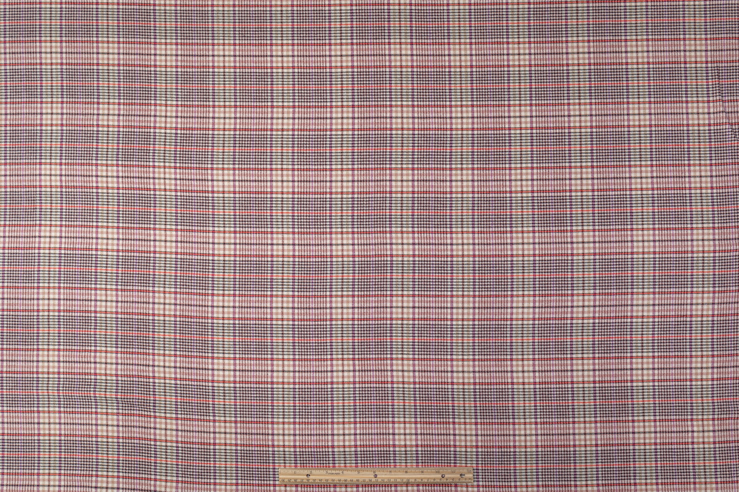 Checked Italian Cotton Wool Blend Suiting - Pink