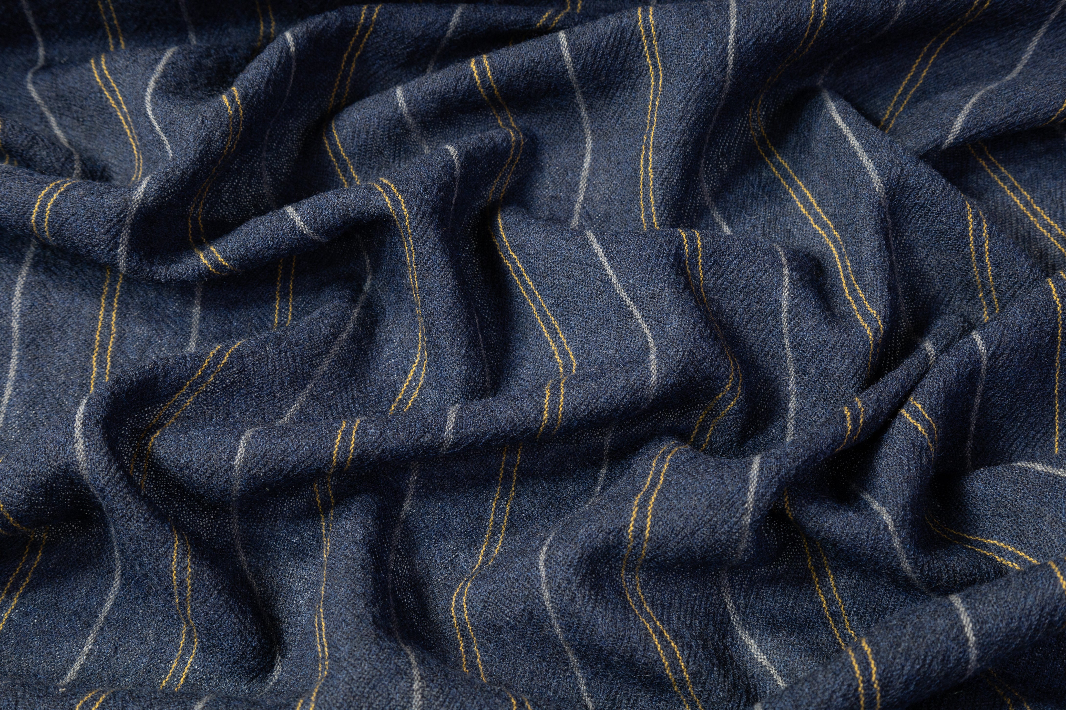 Striped Italian Wool Gauze - Blue