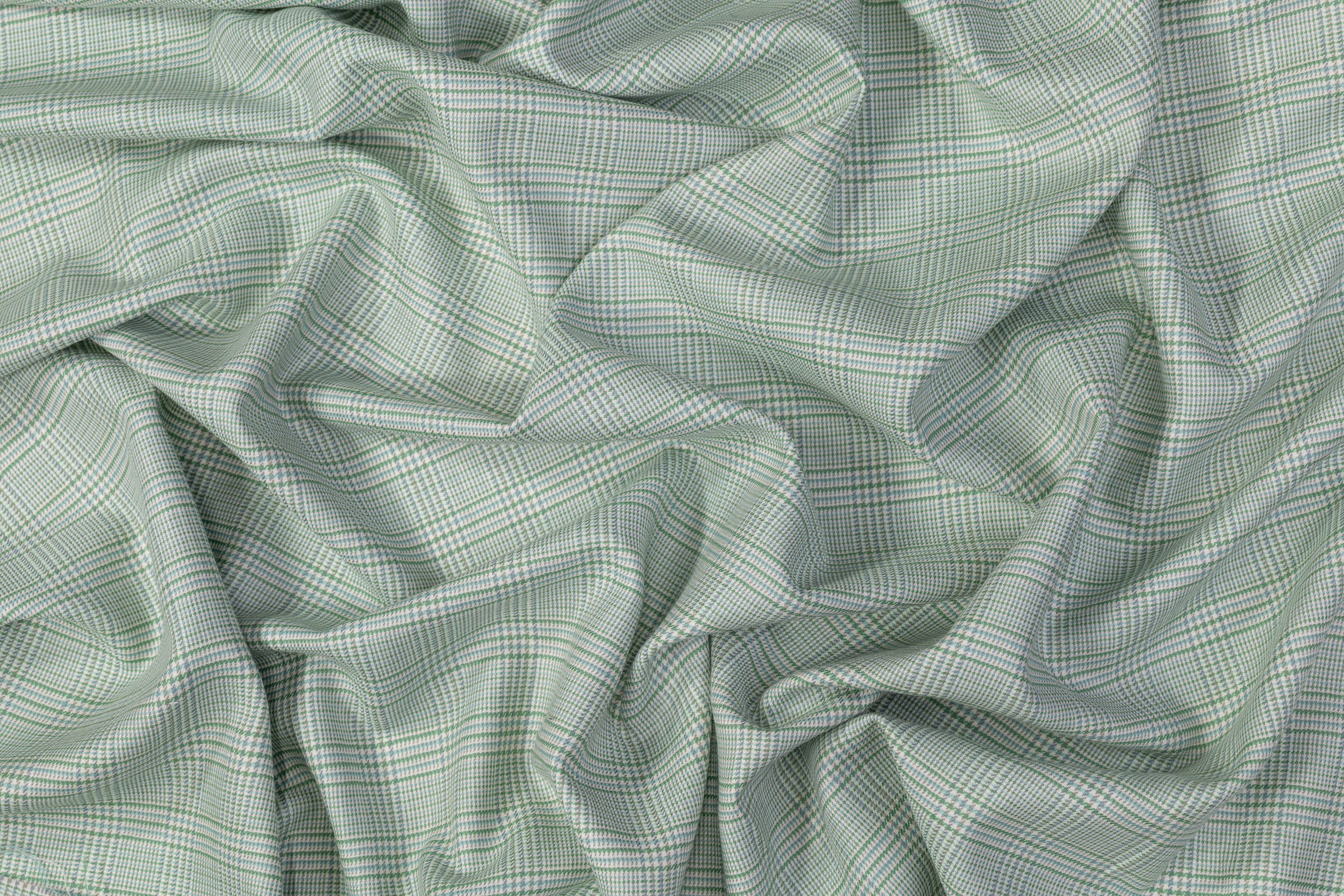 Glen Check Italian Wool Suiting - Green