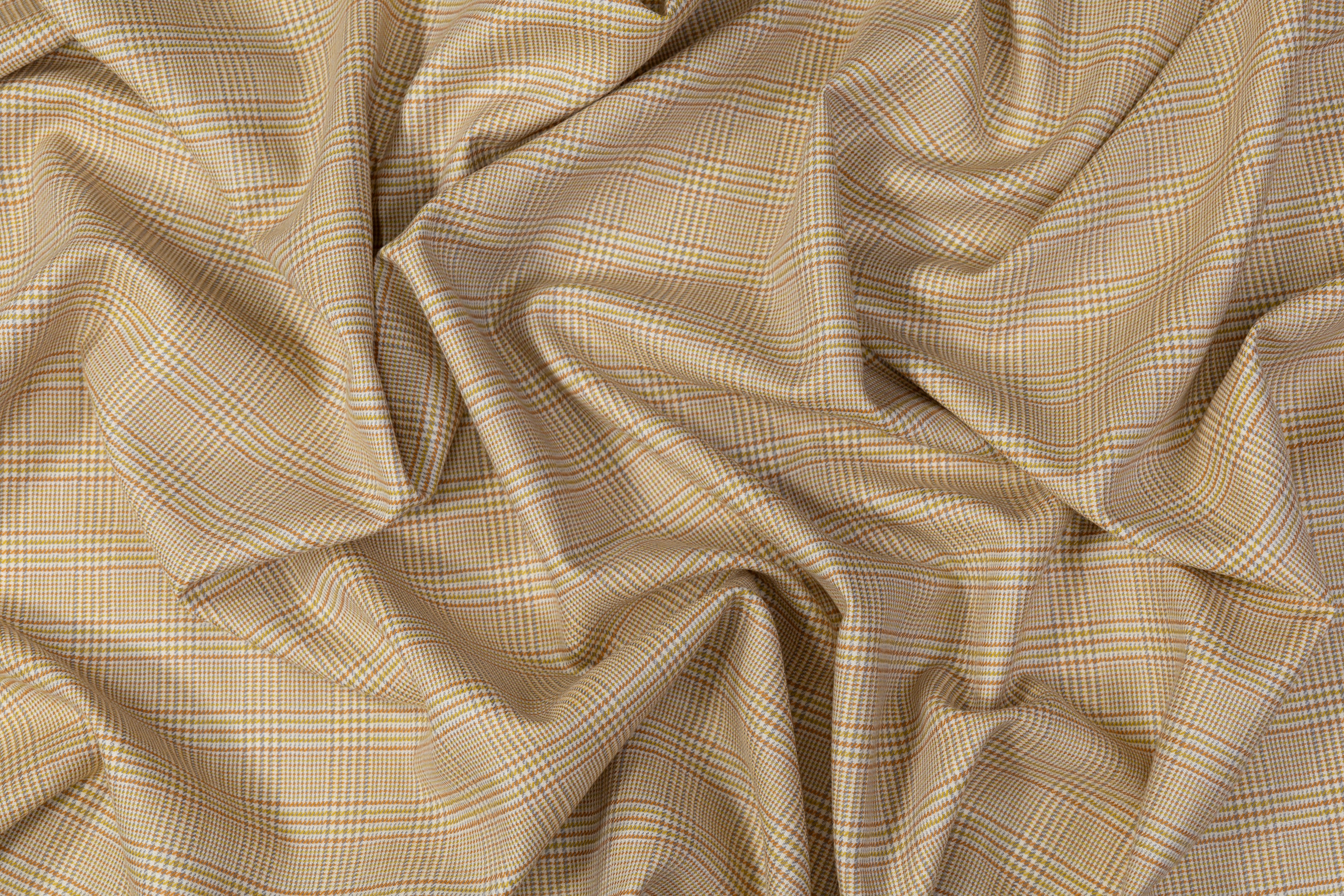 Glen Check Italian Wool Suiting - Beige