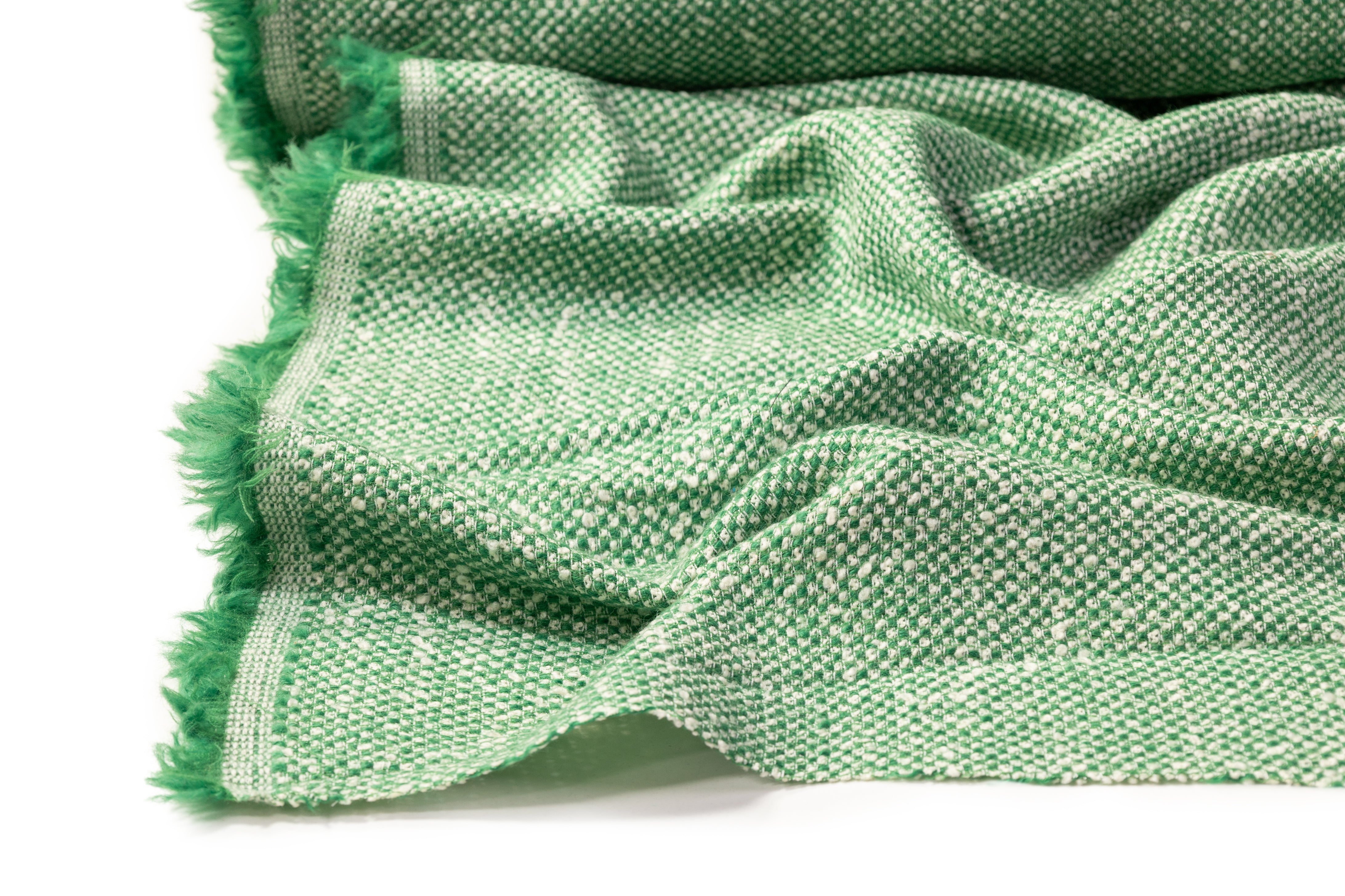 Italian Wool Tweed Coating - Green / Off White