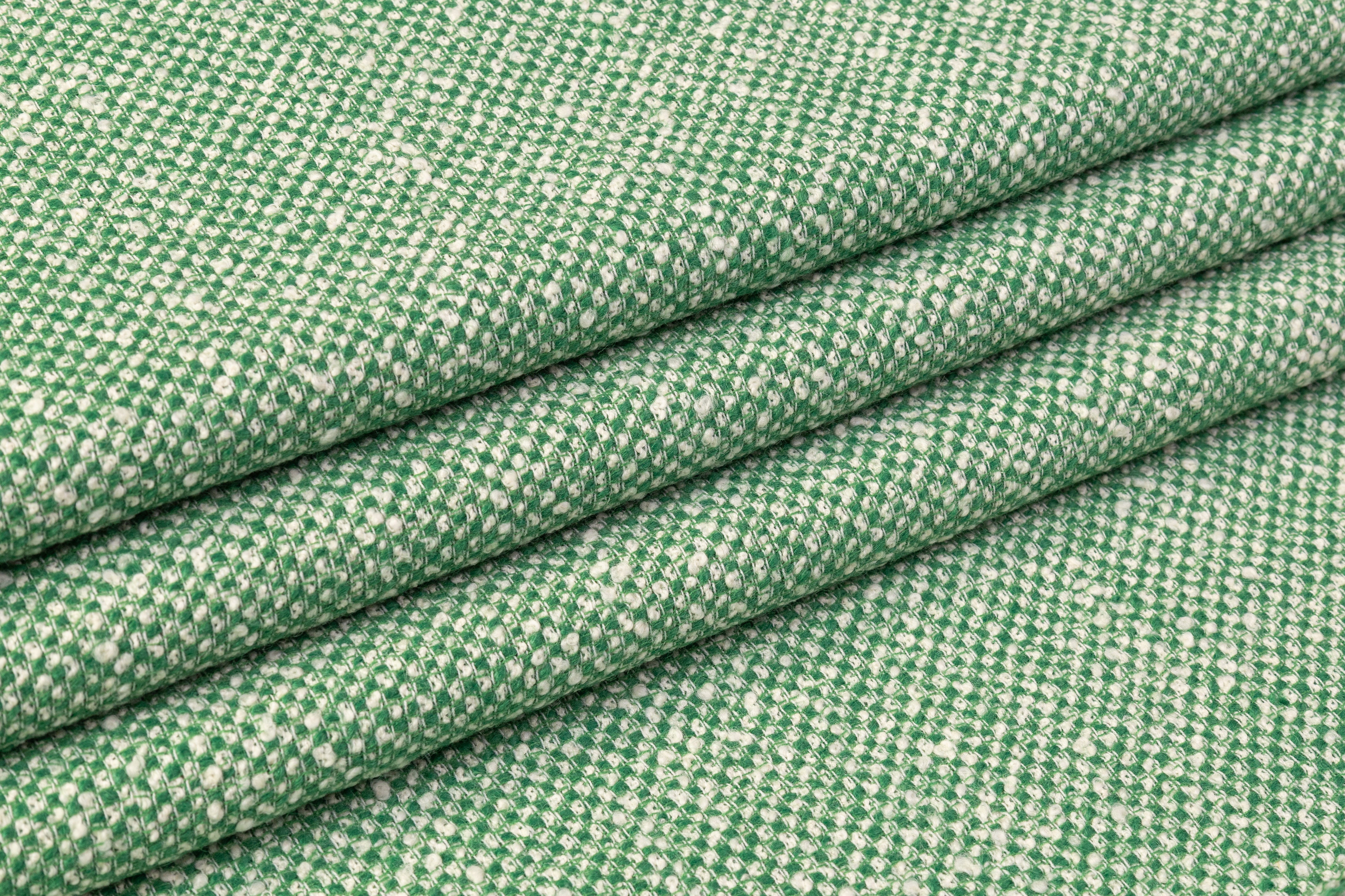 Italian Wool Tweed Coating - Green / Off White