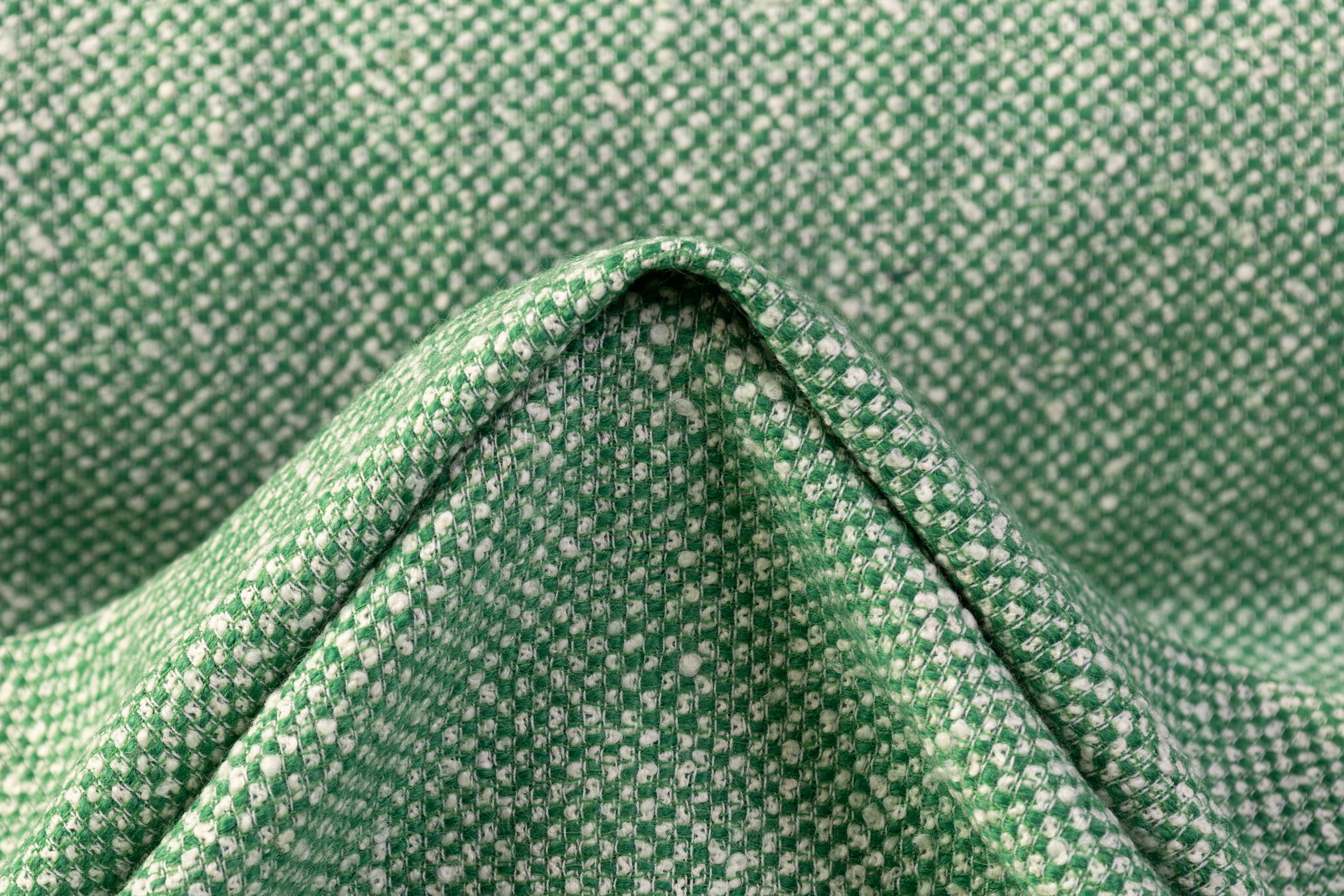 Italian Wool Tweed Coating - Green / Off White