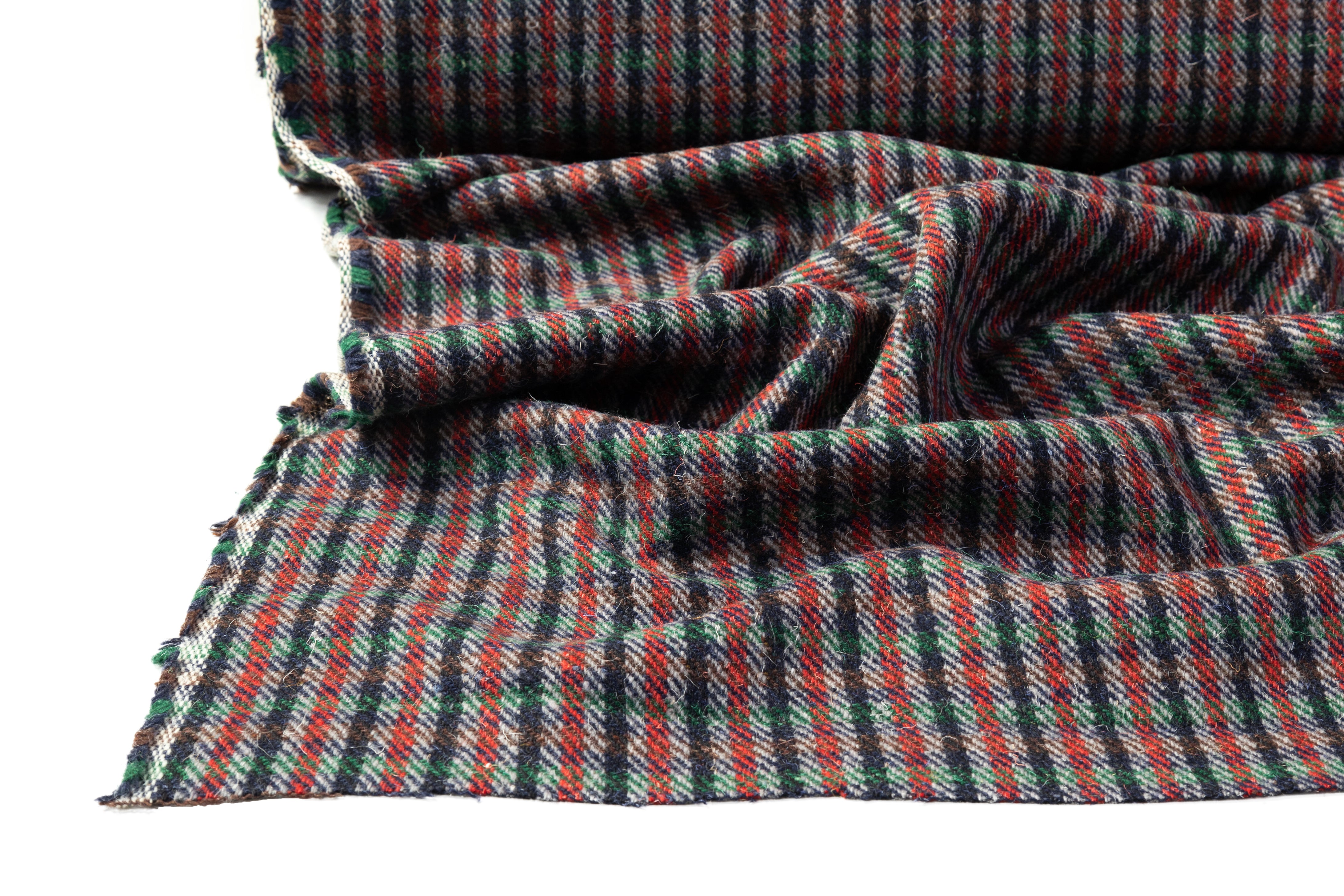 Checked Italian Wool Coating - Green / Navy / Brown / Red