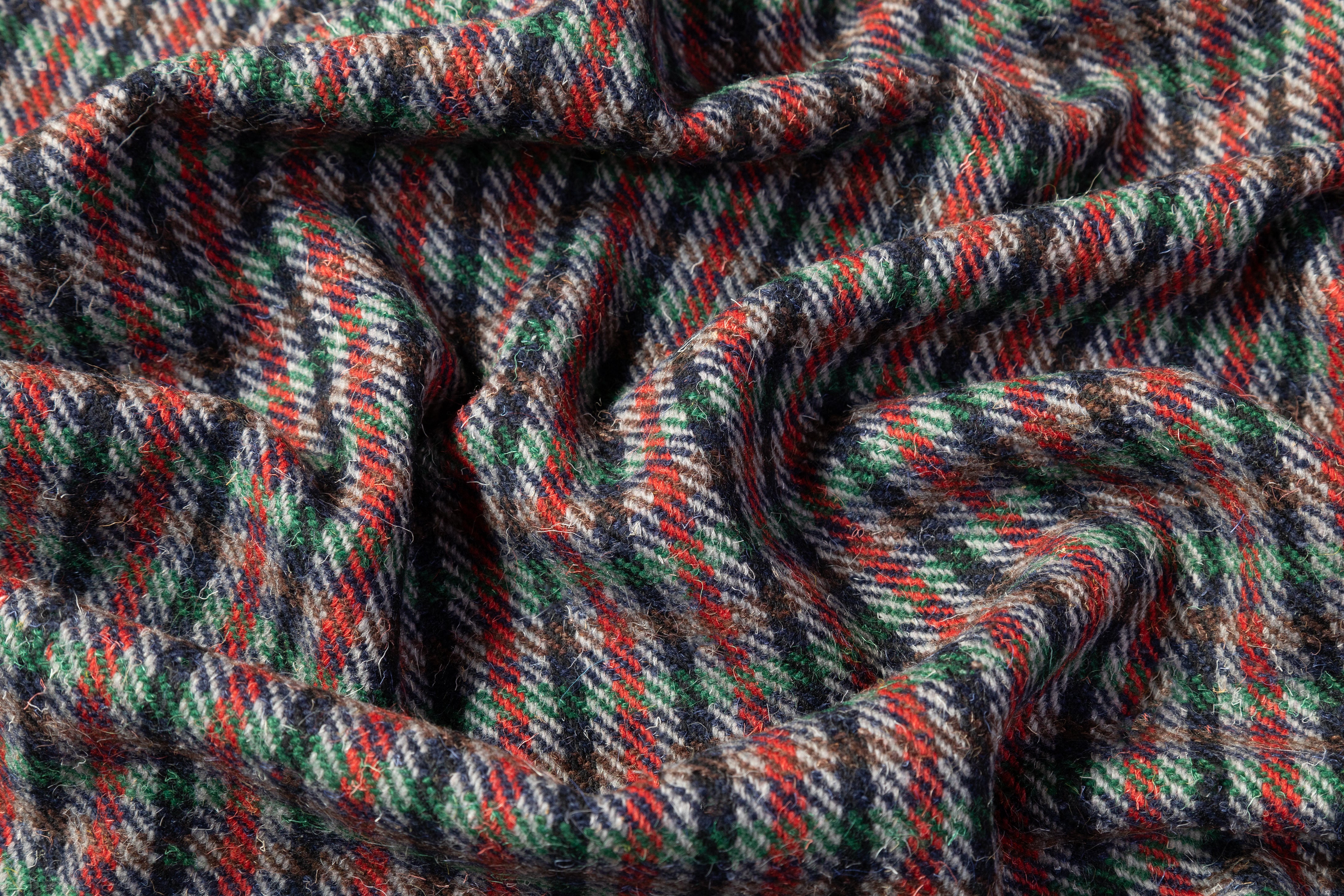 Checked Italian Wool Coating - Green / Navy / Brown / Red