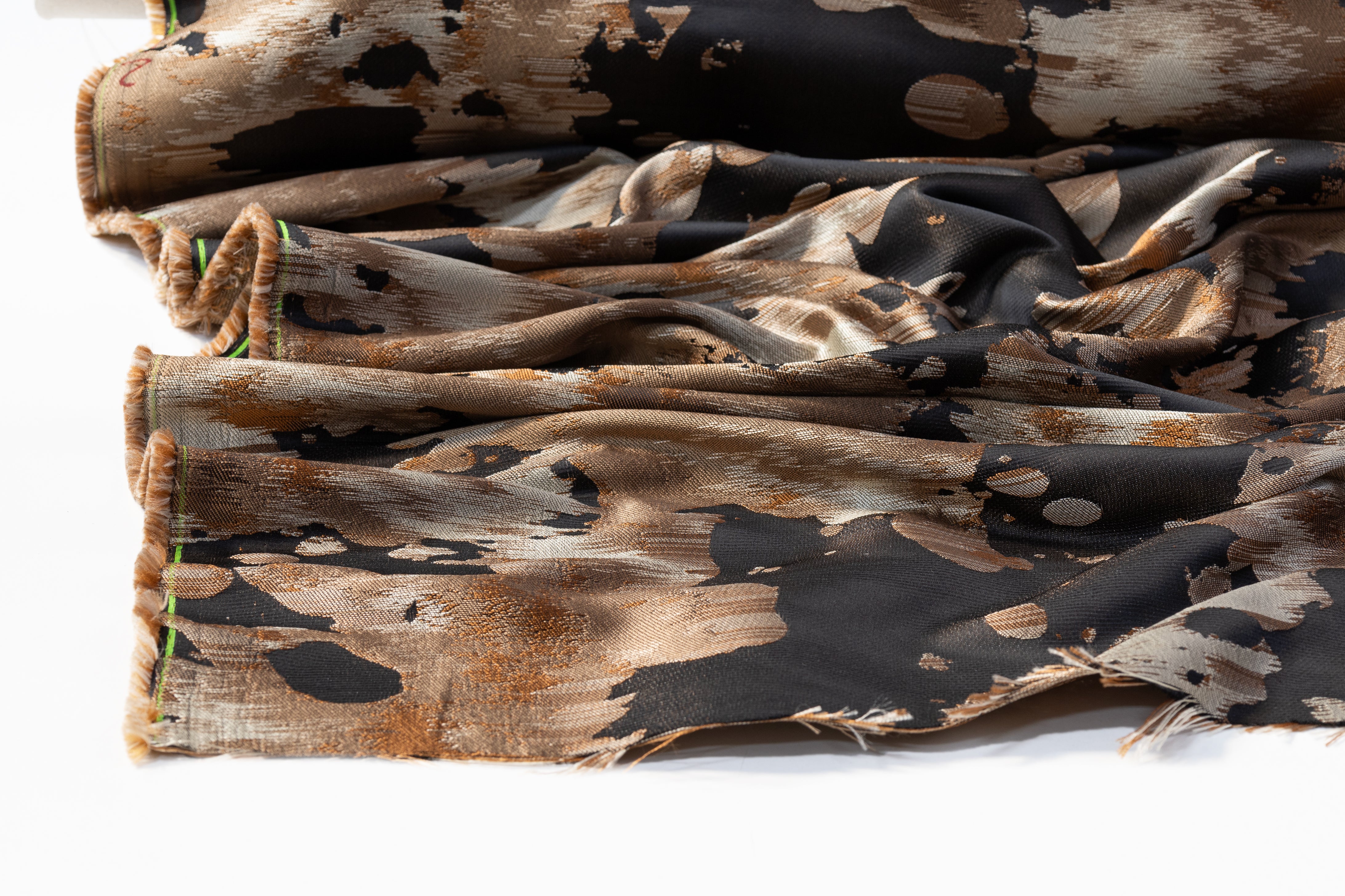 Abstract Italian Satin Brocade - Brown / Black