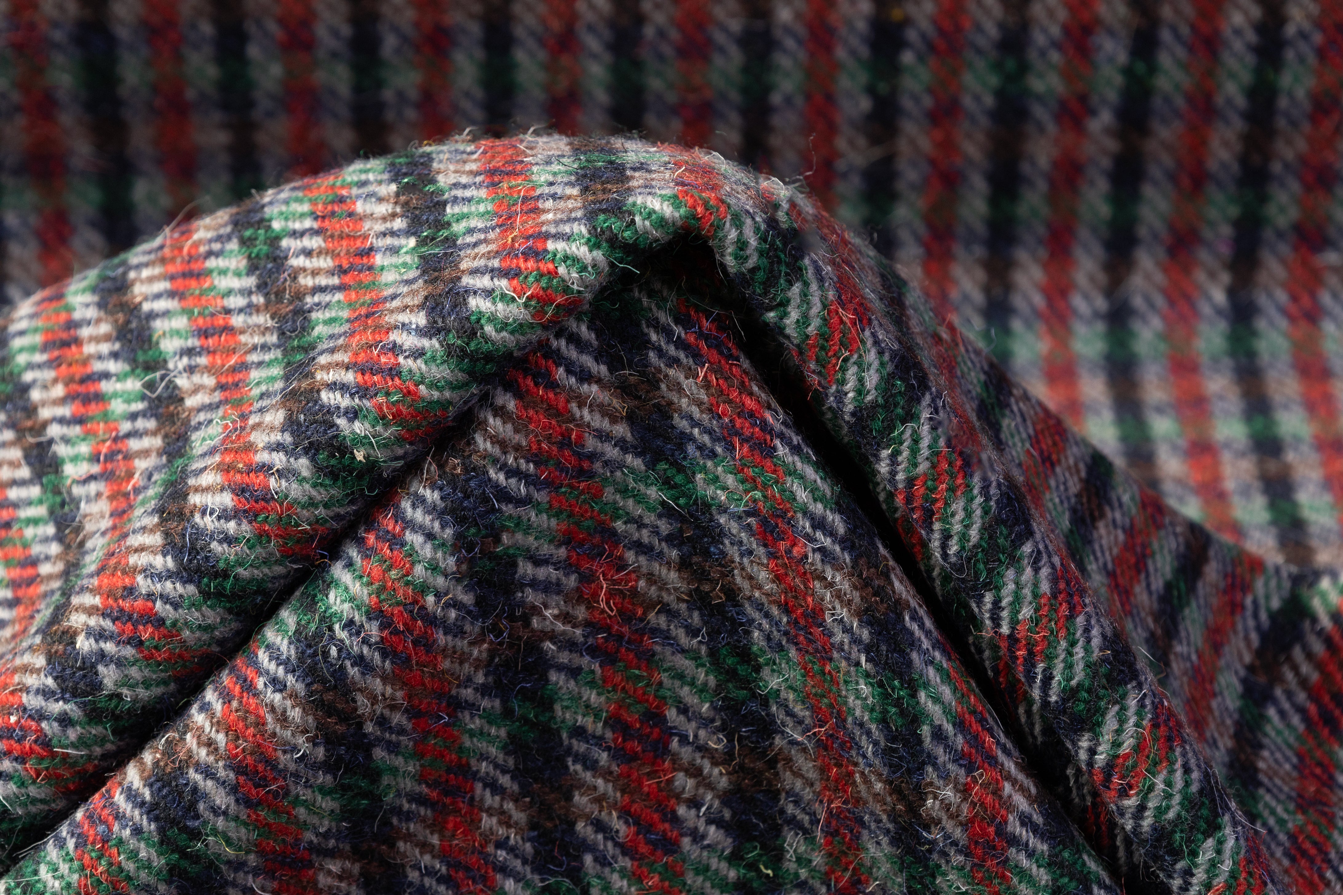 Checked Italian Wool Coating - Green / Navy / Brown / Red