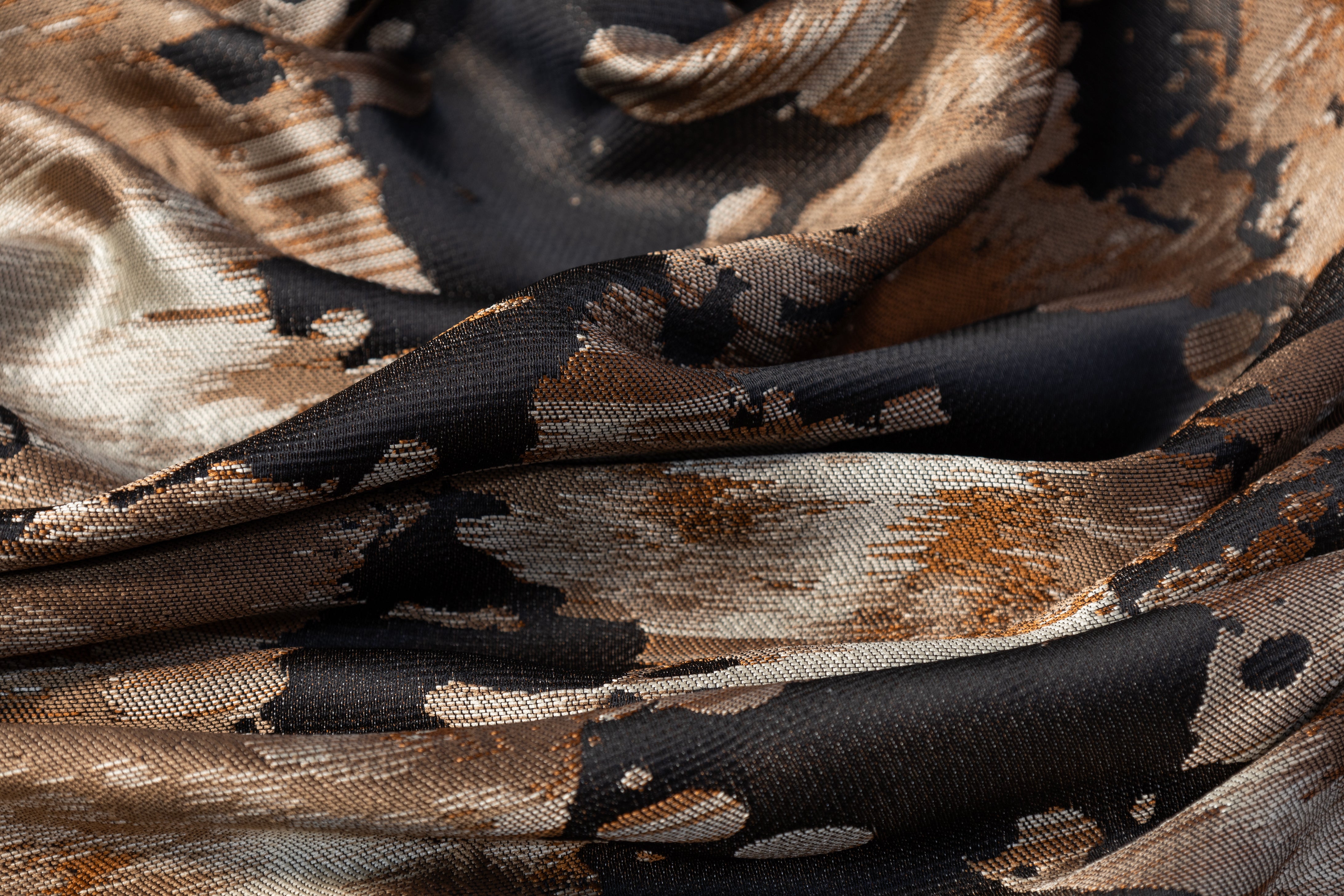 Abstract Italian Satin Brocade - Brown / Black