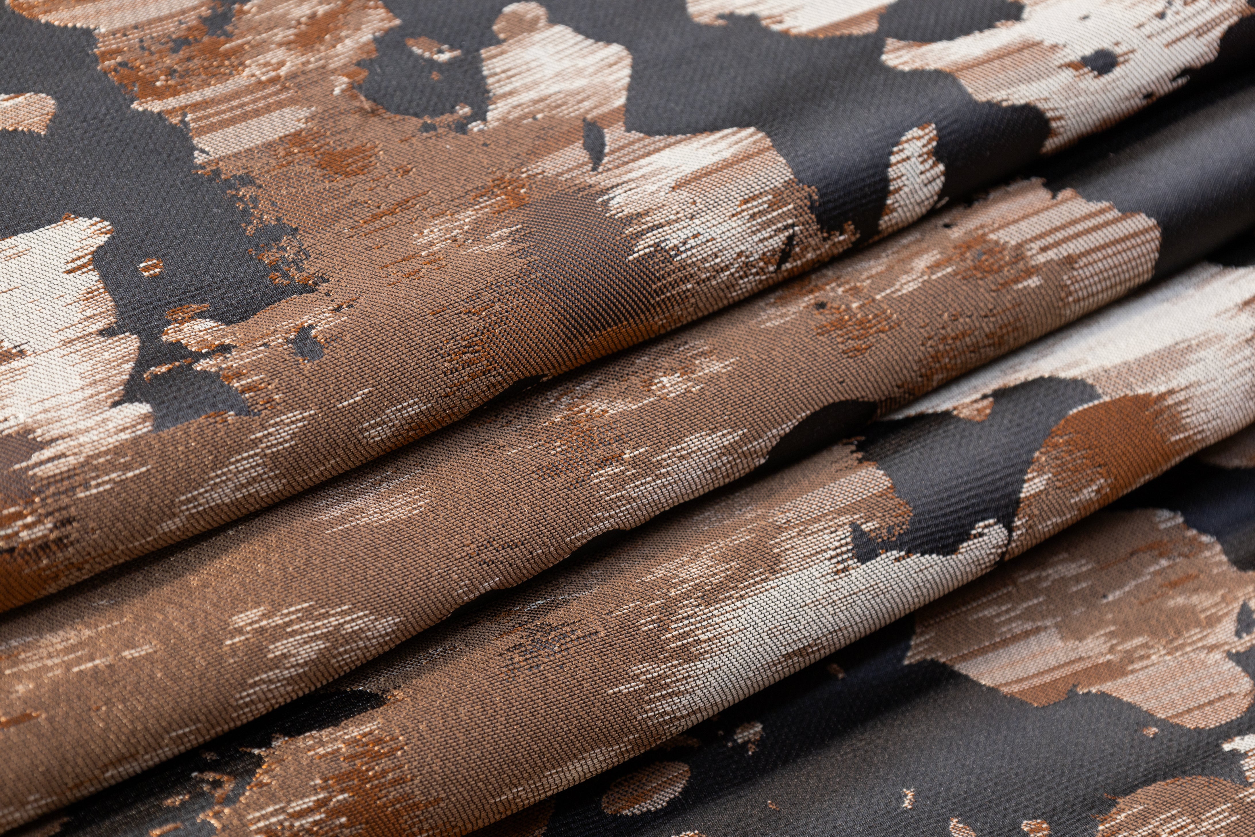 Abstract Italian Satin Brocade - Brown / Black