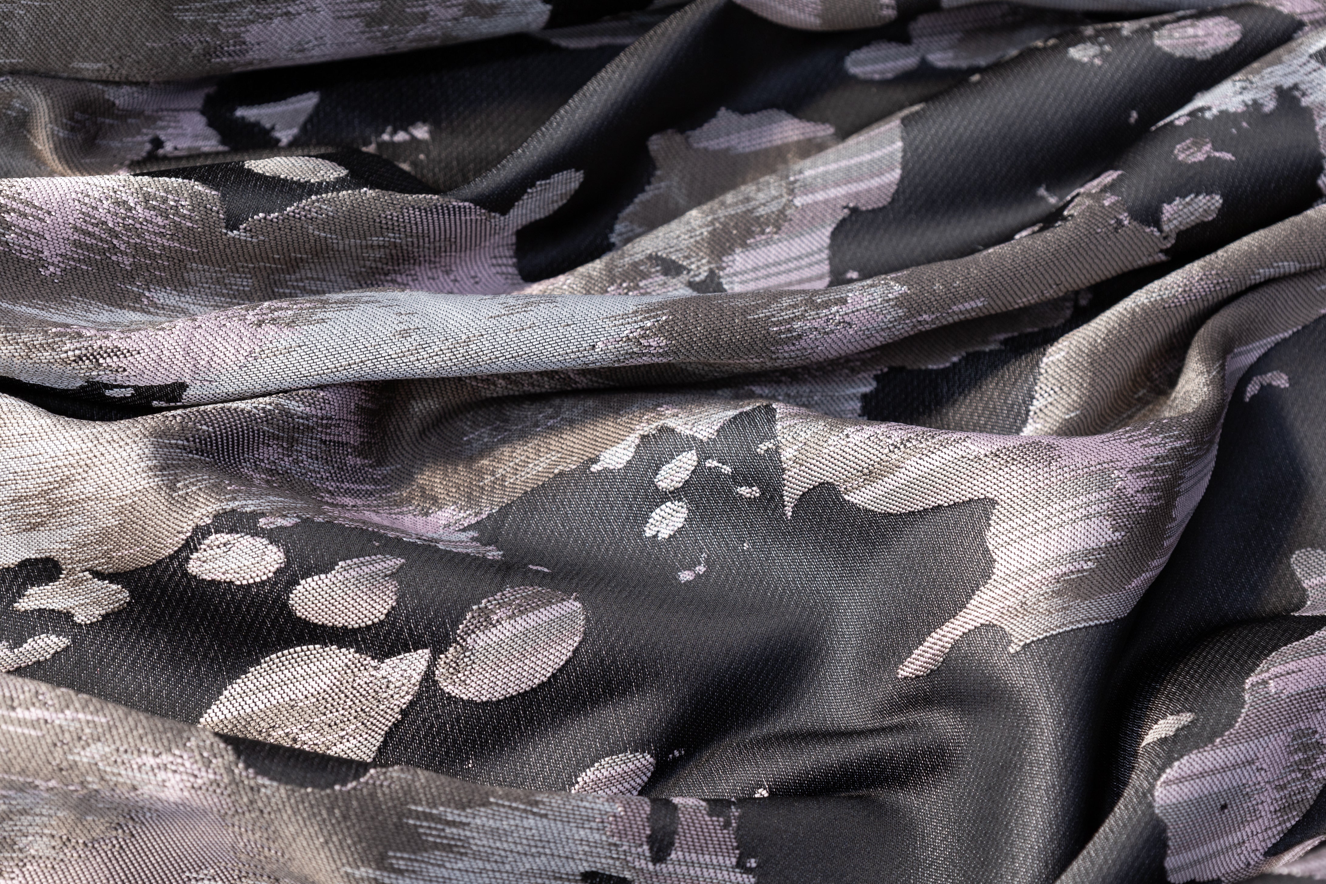 Abstract Italian Satin Brocade - Gray / Pink / Taupe