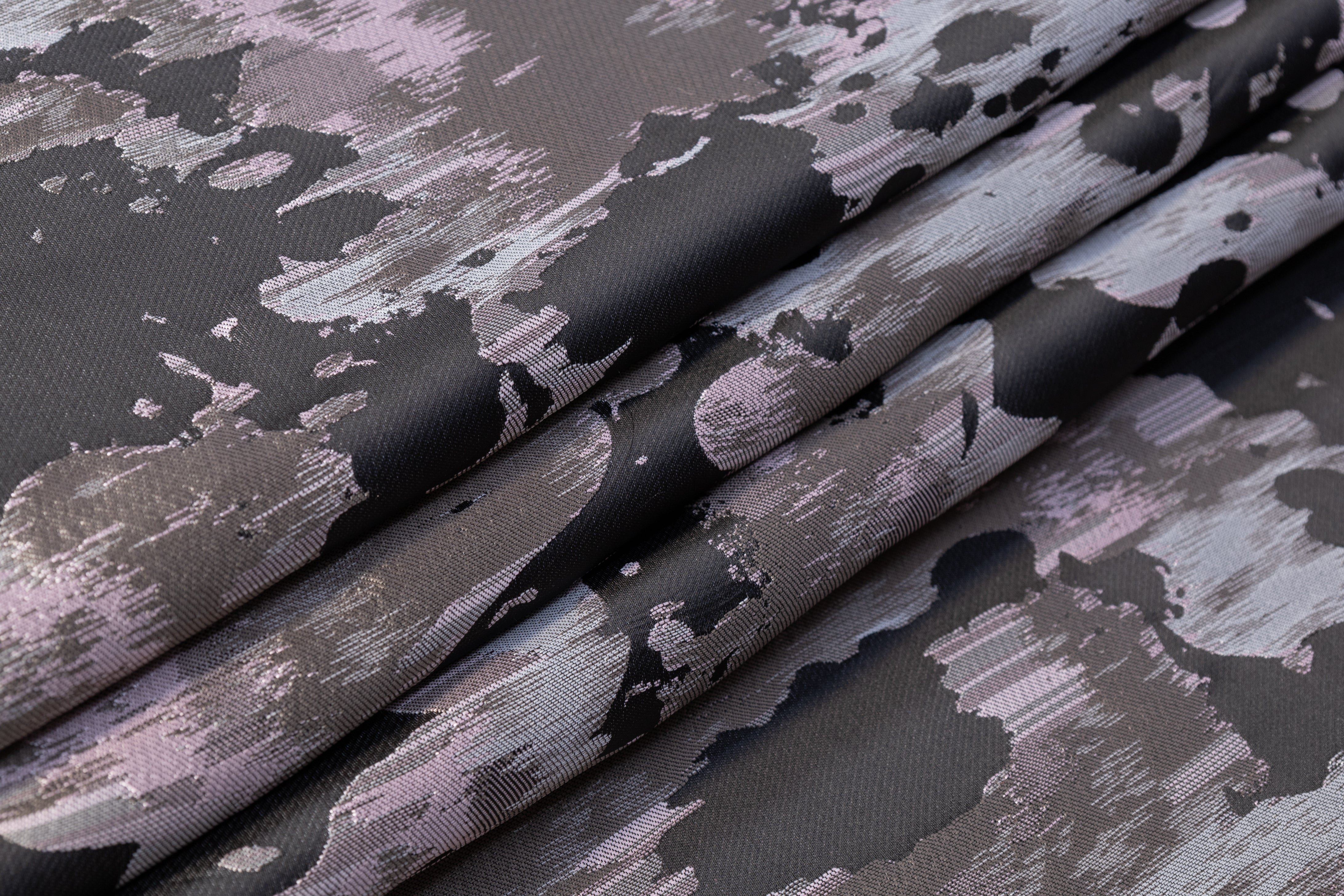 Abstract Italian Satin Brocade - Gray / Pink / Taupe