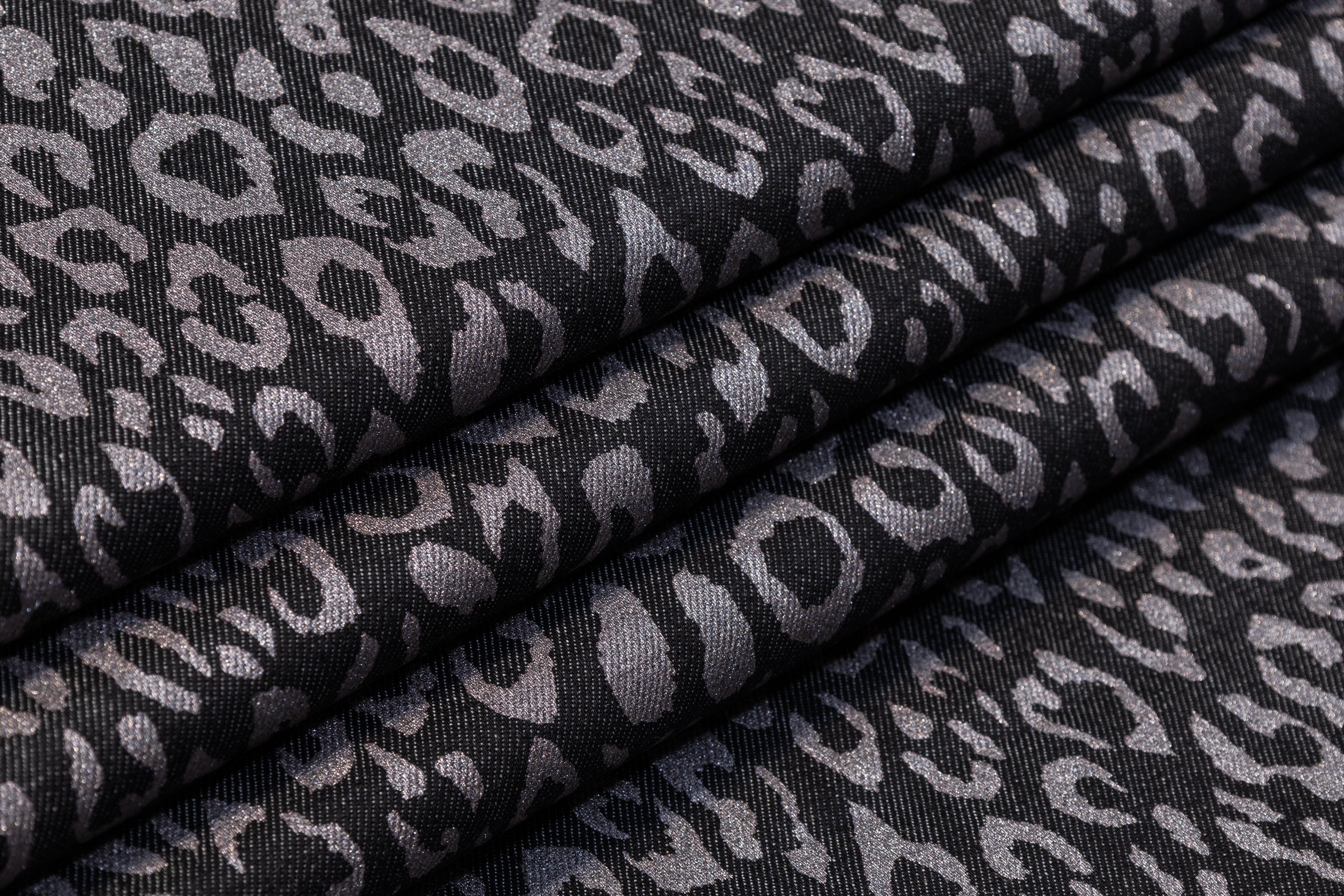 Glitter Leopard Italian Denim - Gray / Silver