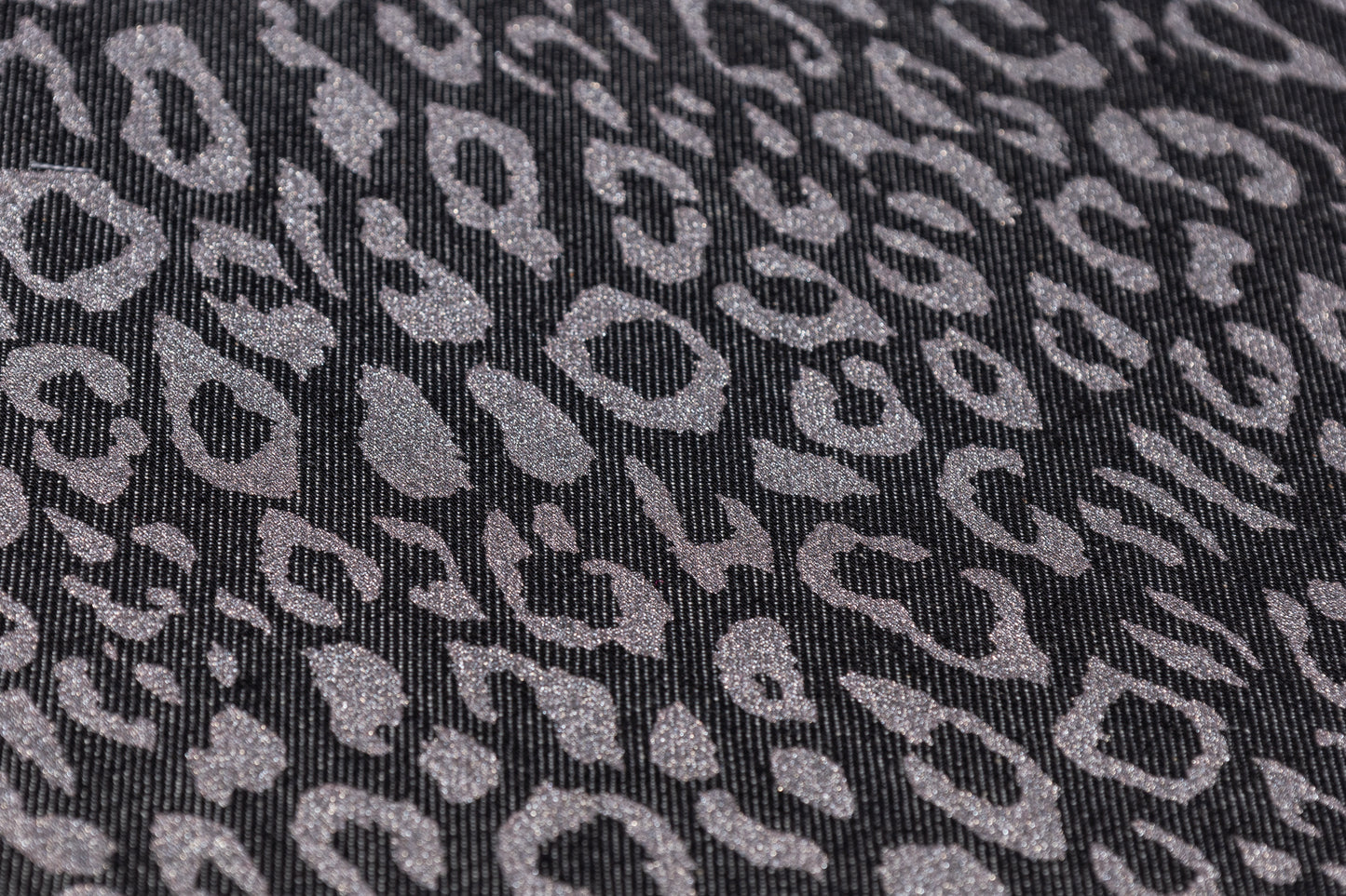 Glitter Leopard Italian Denim - Gray / Silver