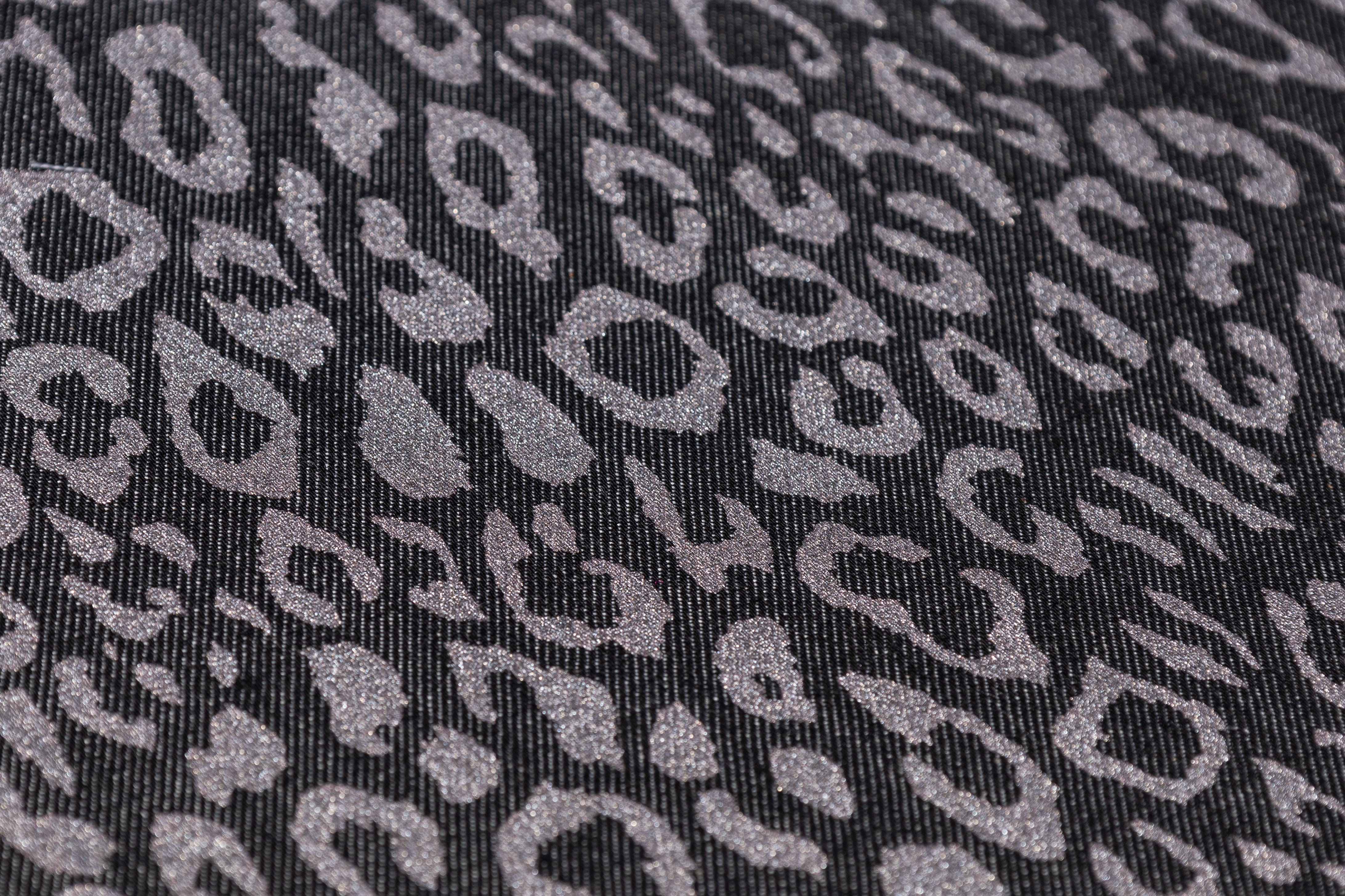 Glitter Leopard Italian Denim - Gray / Silver