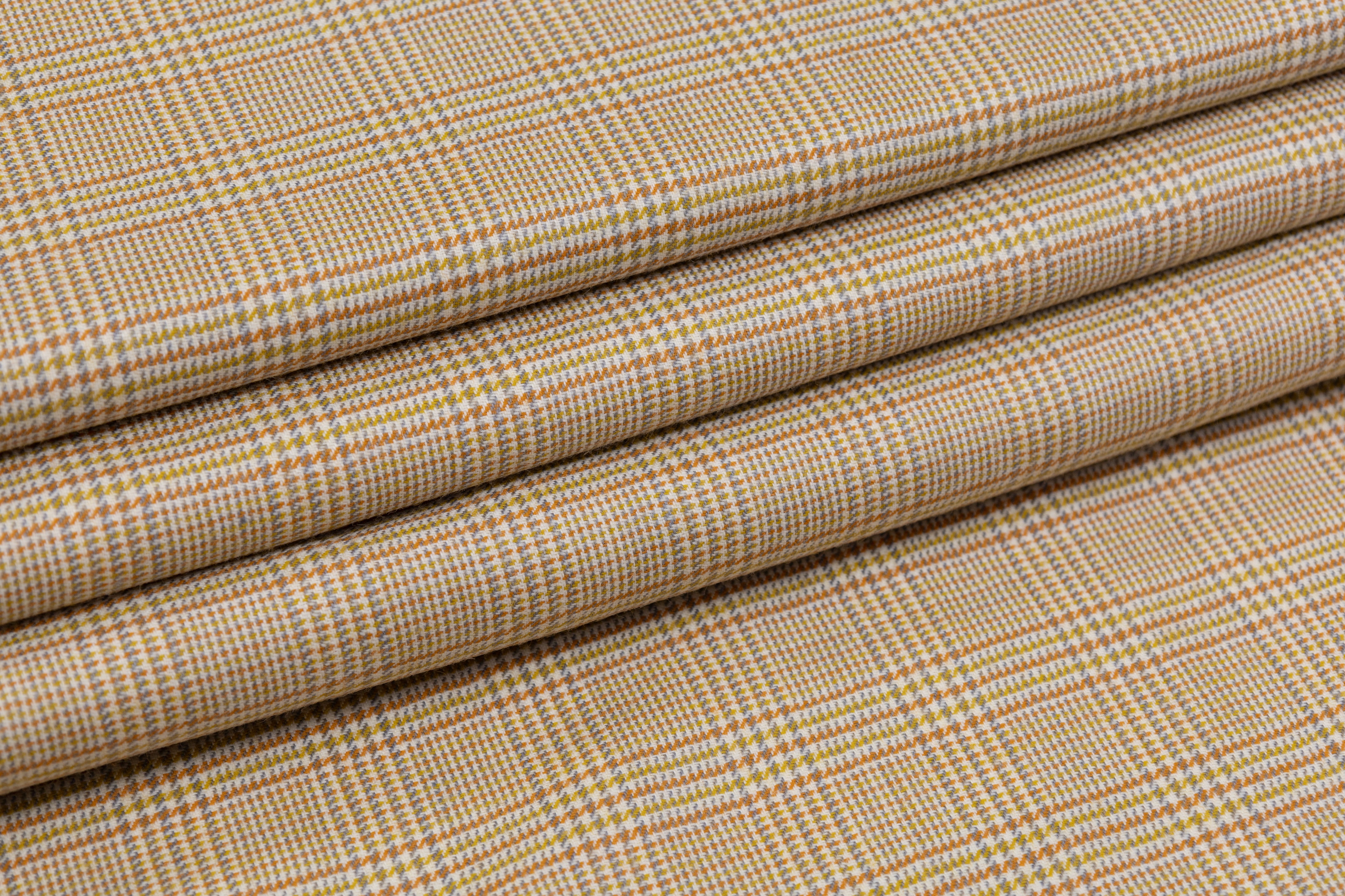 Glen Check Italian Wool Suiting - Beige