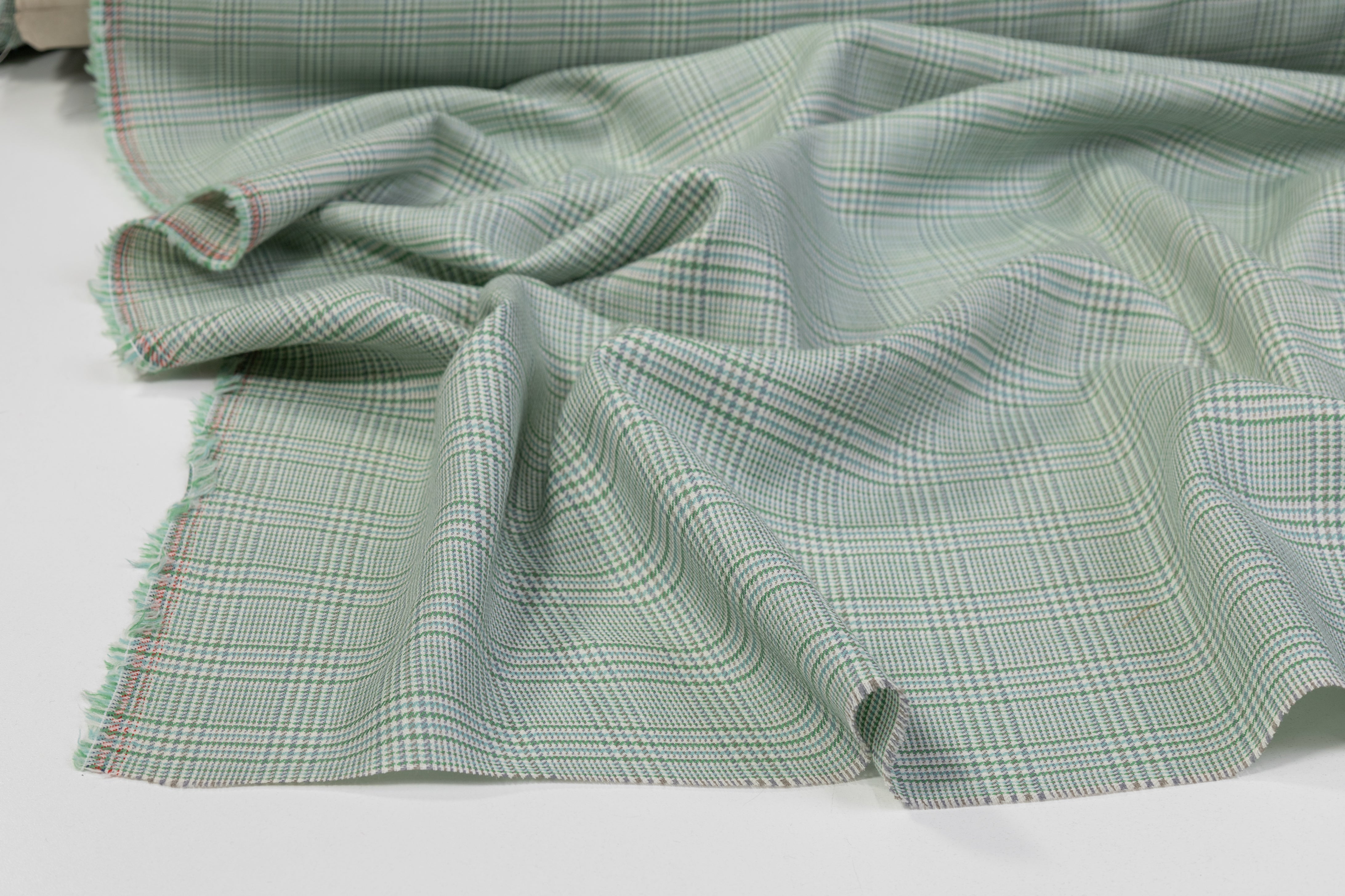 Glen Check Italian Wool Suiting - Green