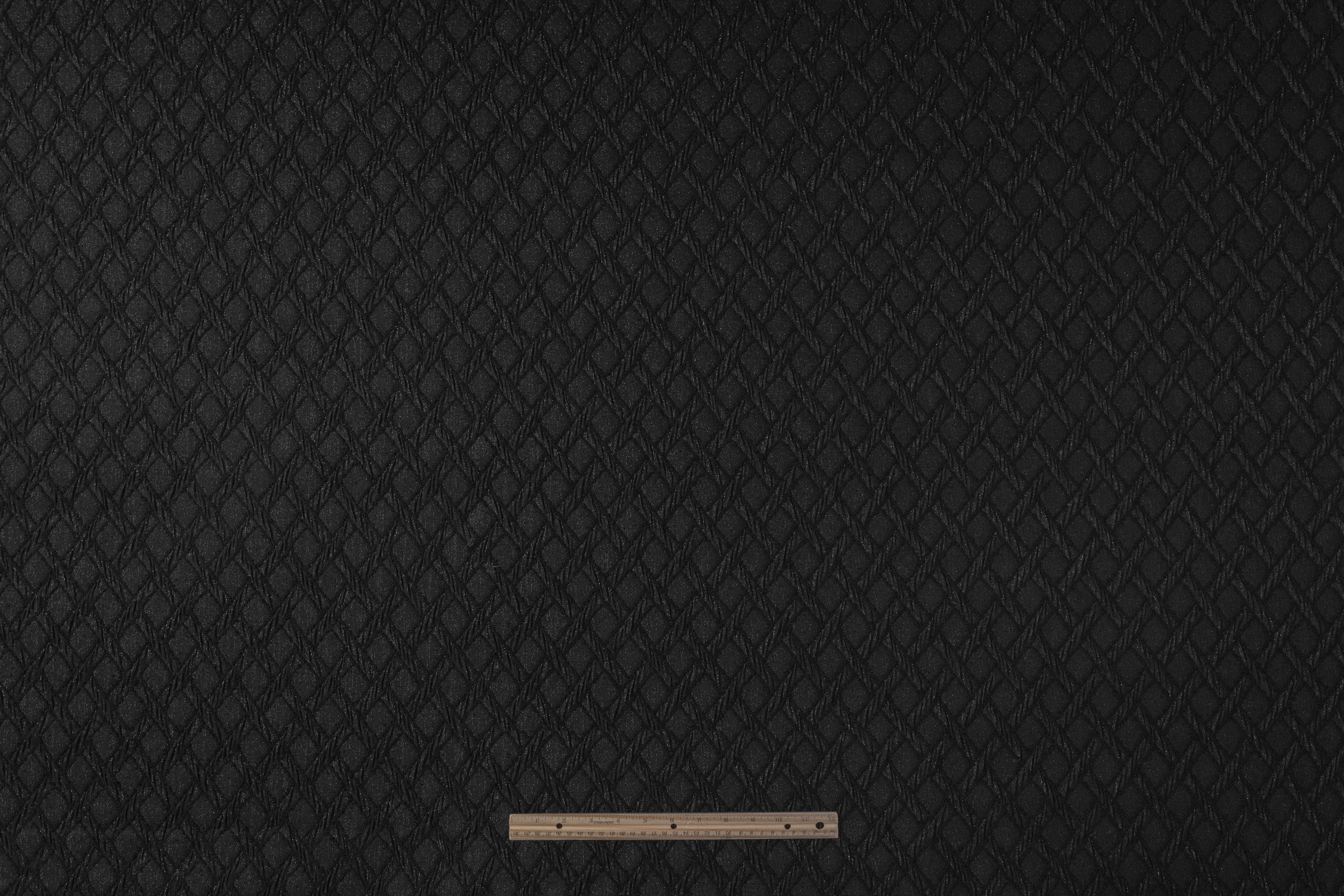 Italian Wool Blend Chenille Brocade - Black