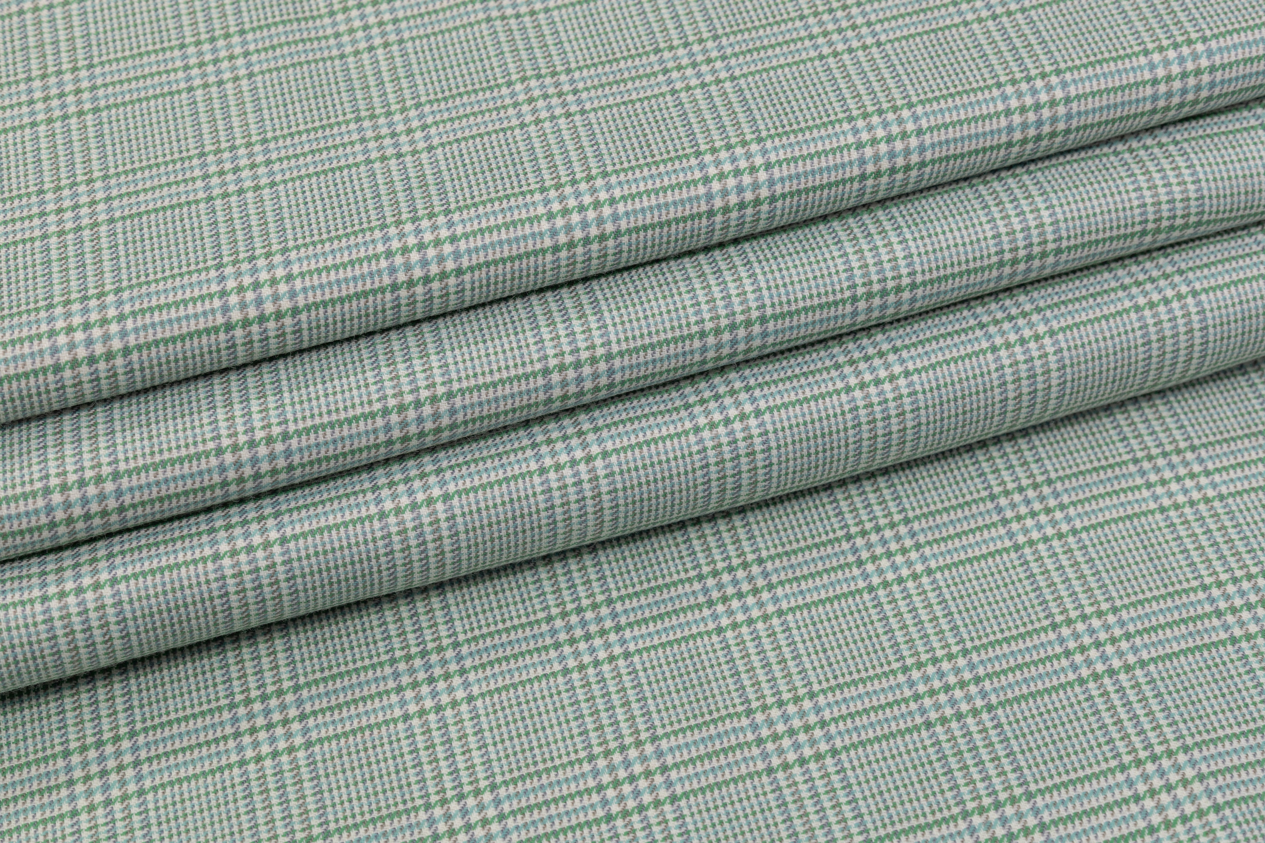Glen Check Italian Wool Suiting - Green