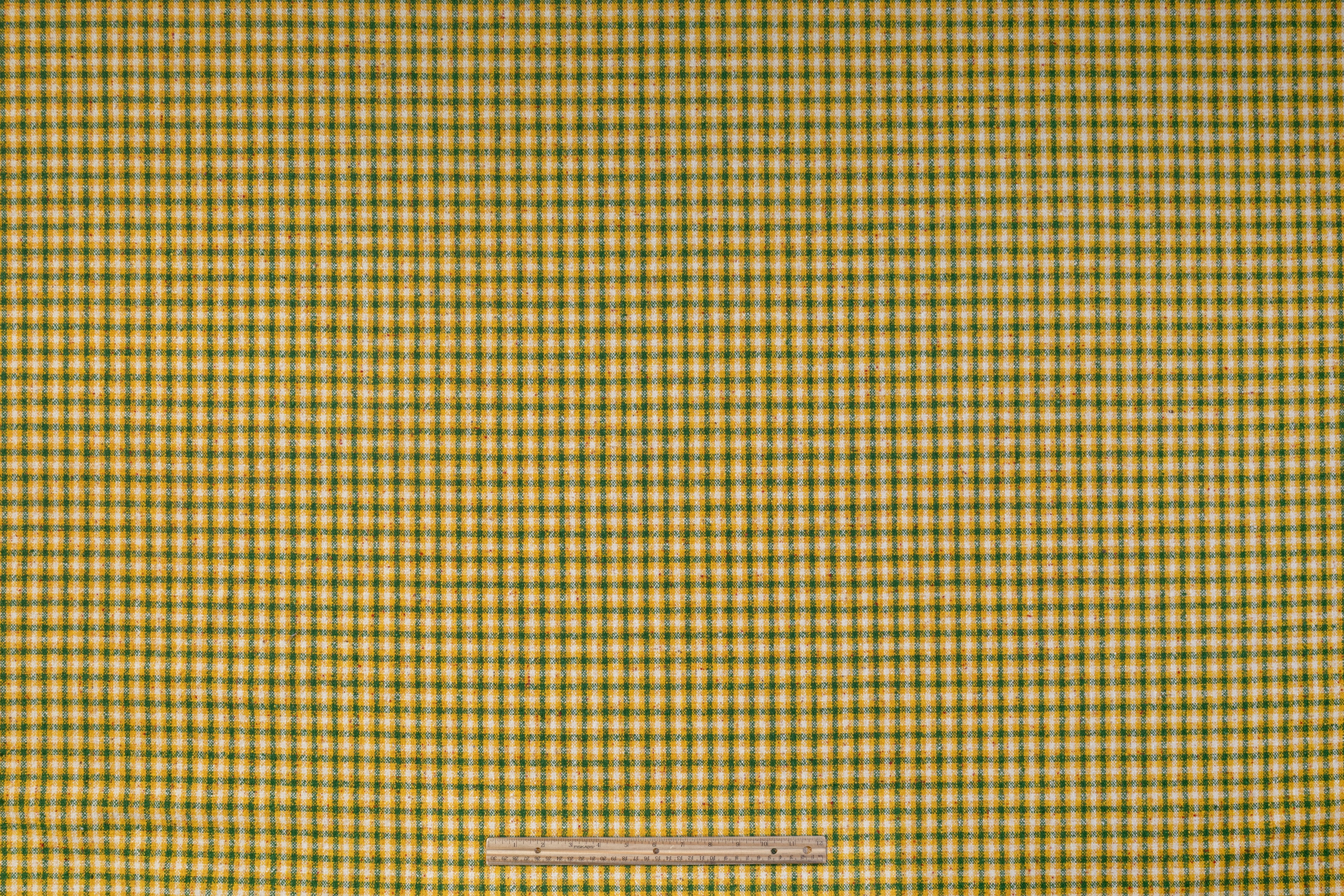 Fused Italian Wool Tweed Coating - Yellow / Green